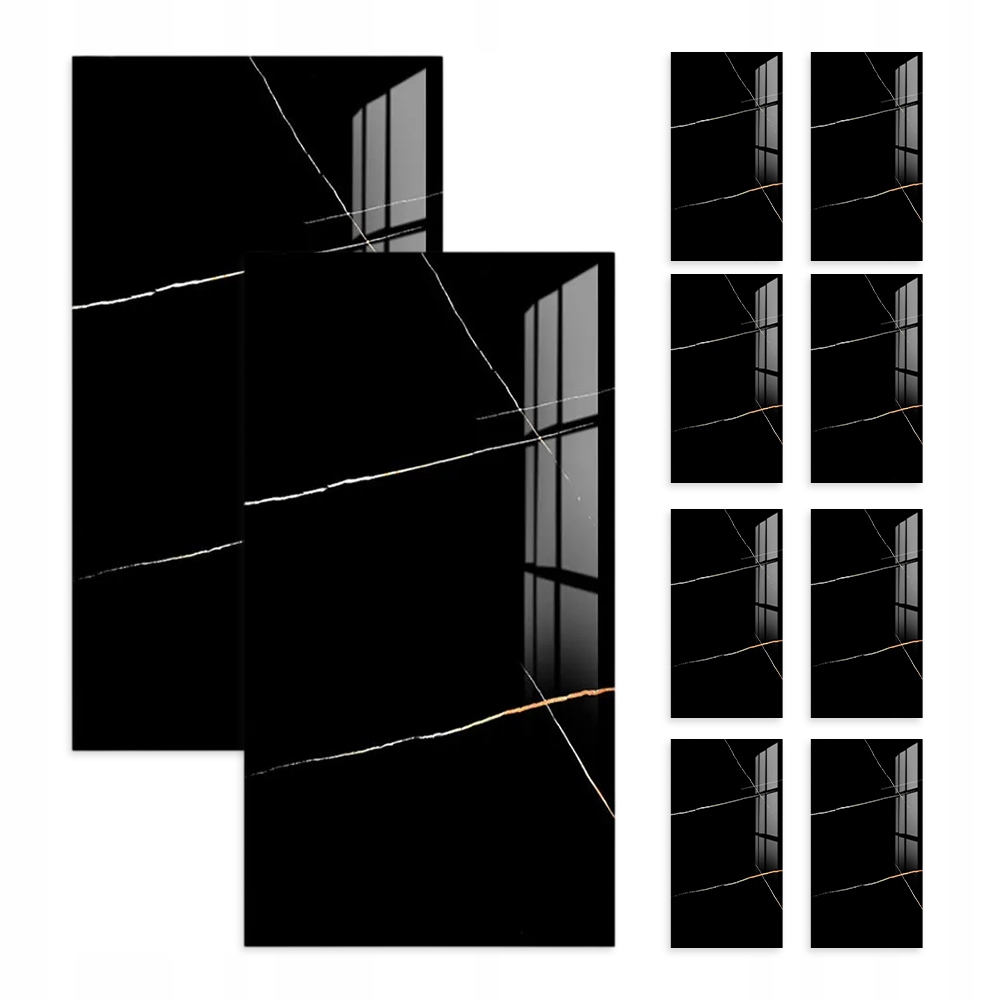 10SZT TAPETA ŚCIENNA NOWOCZESNA MARMUR CZARNE SAMOPRZYLEPNA 30*60CM