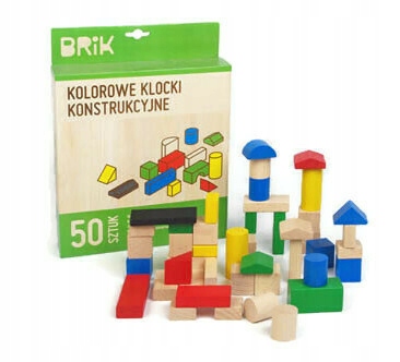 Klocki drewniane 50szt kolor POLSKIE Montessori