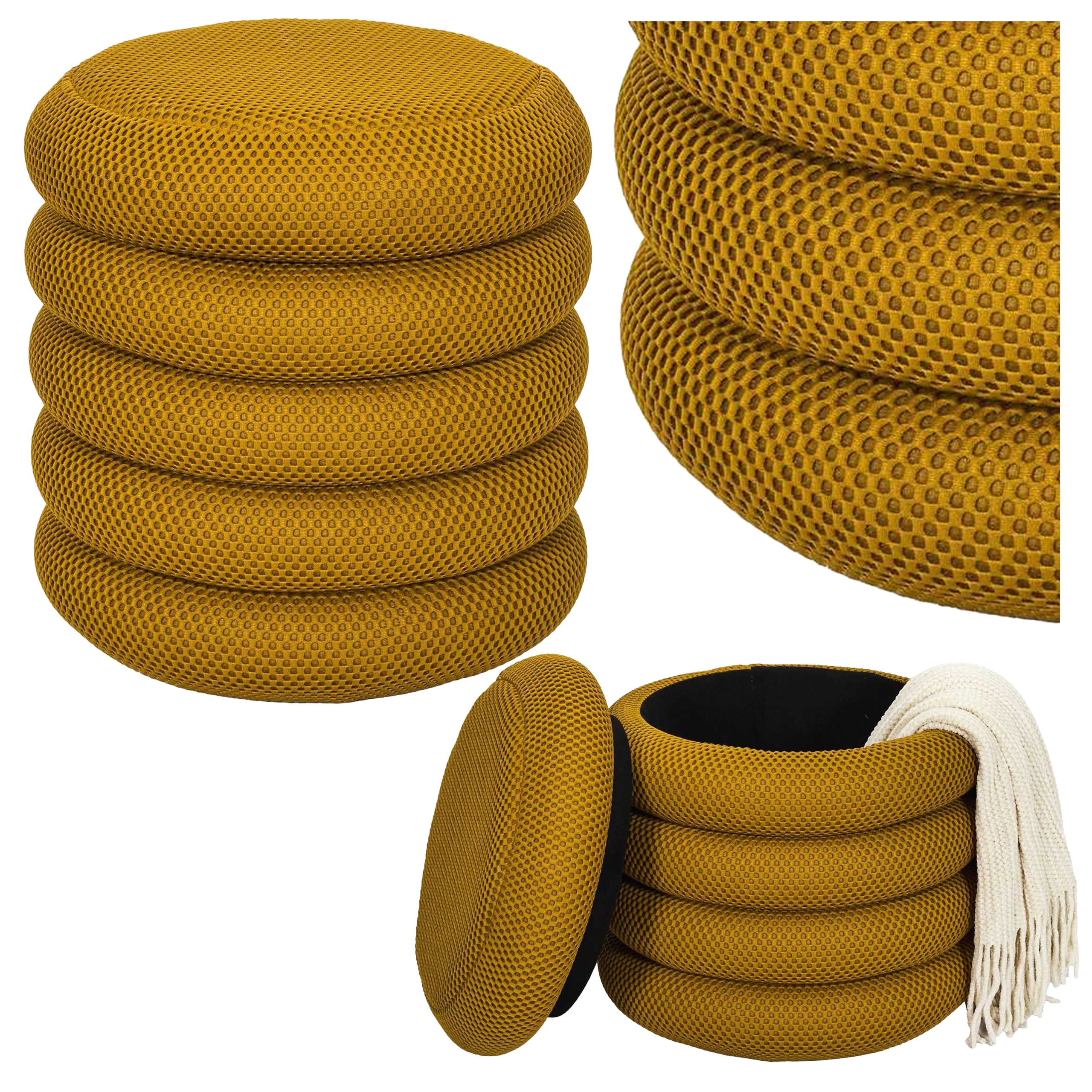 Modulárna taburetka s funkciou Úložného Priestoru, medová podnožka, otvárateľná