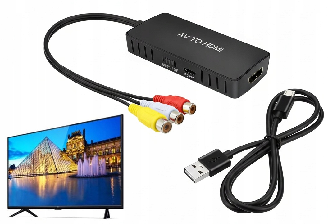 Konwerter RCA do HDMI Adapter AV do HDMI CINCH CVBS 1080