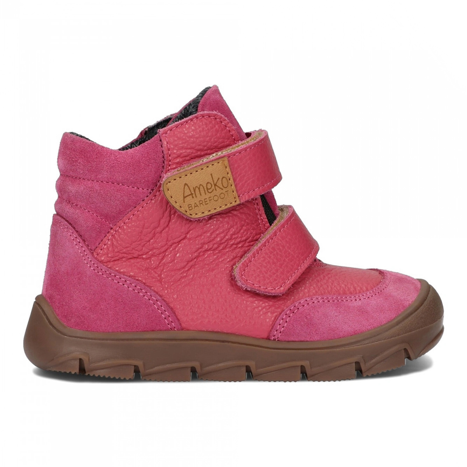 Buty barefoot zimowe z membraną dziecięce na rzepy Ameko Riko Fuxia 28