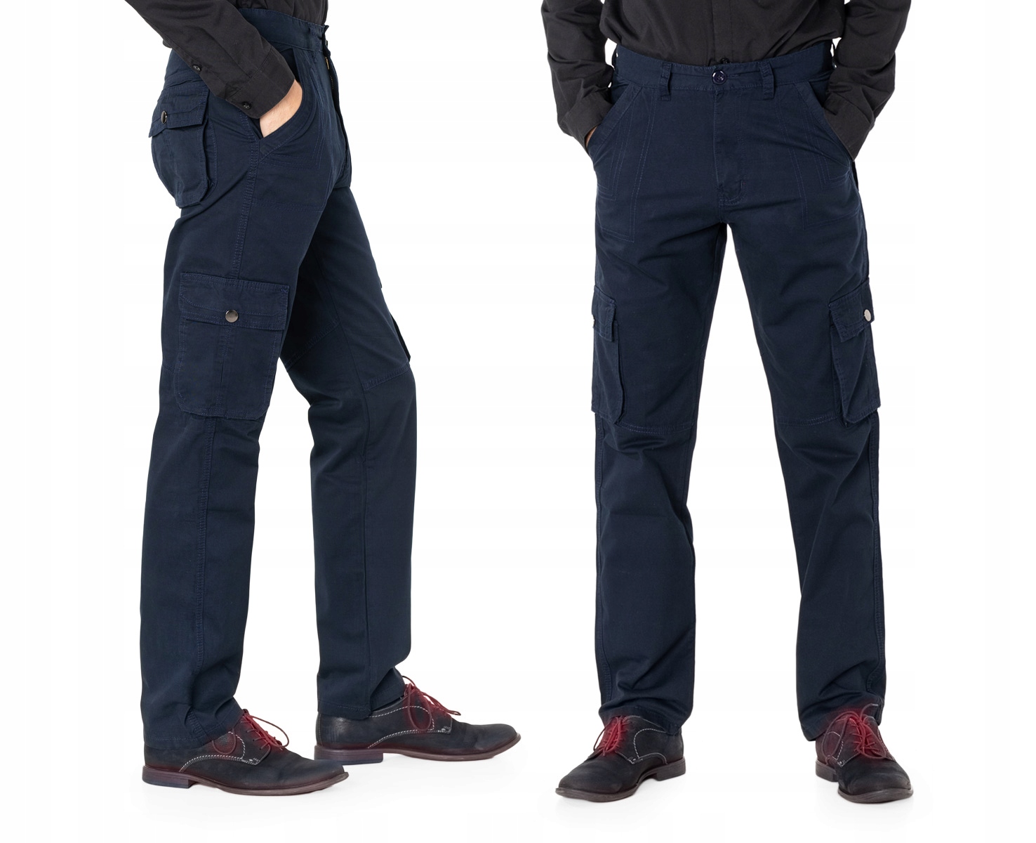 

Wygodne Spodnie Męskie Bojówki 6 Kieszeni 398-2 39