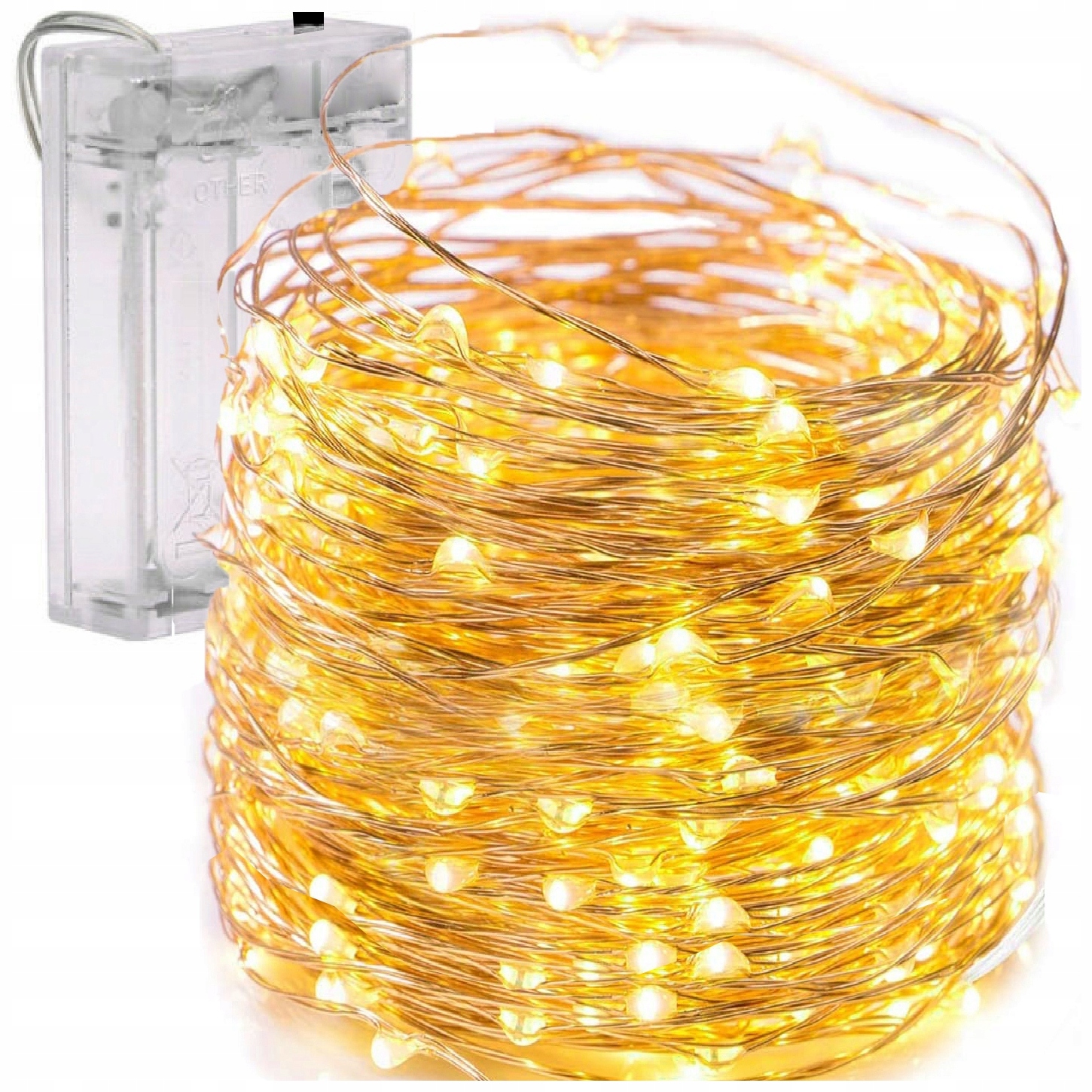 

Lampki Druciki 50 Led Na Baterie Białe Ciepłe 10M