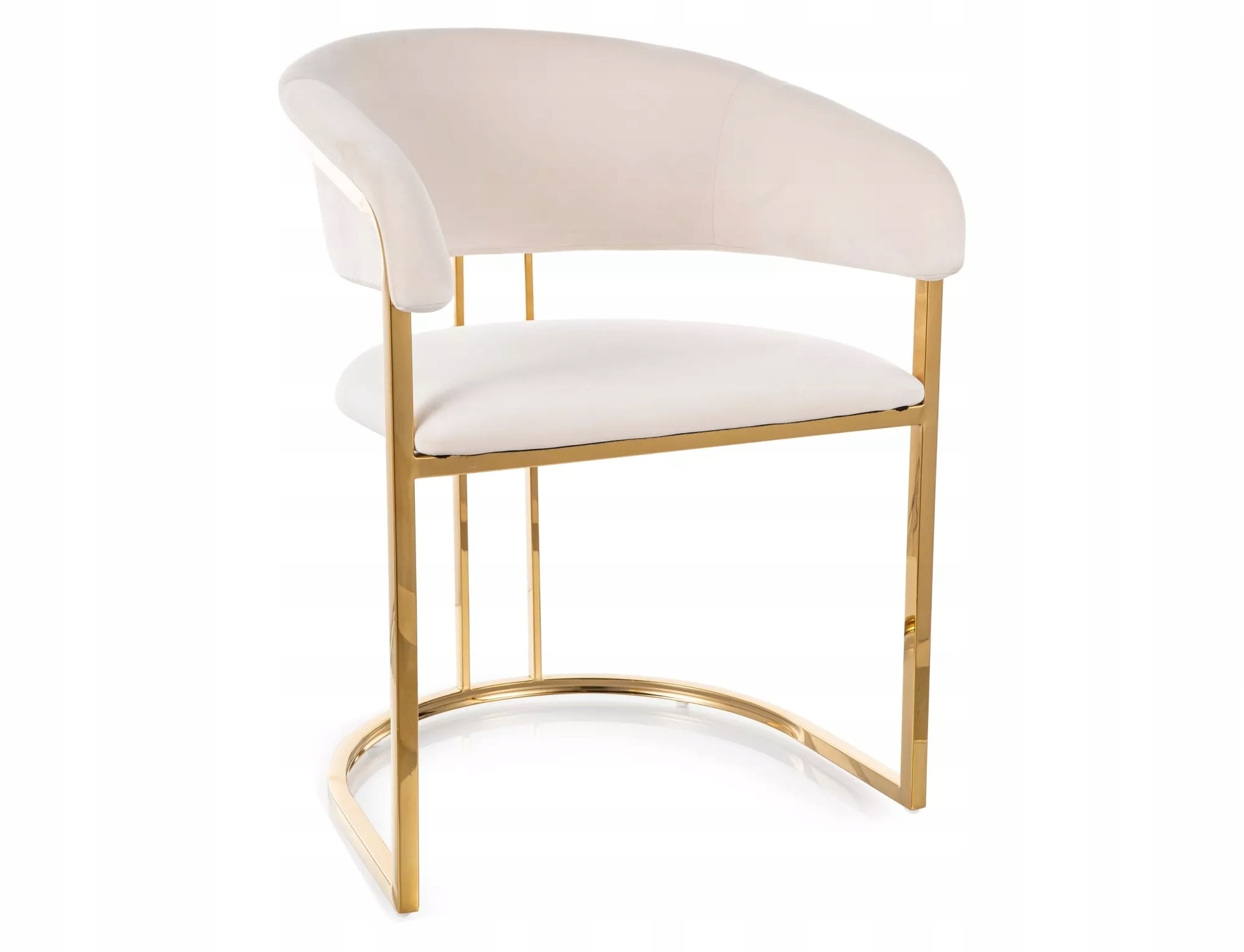 Stolička Tulipe Velvet zlatý rošt tkanina zamat svetlo béžová bluvel 22