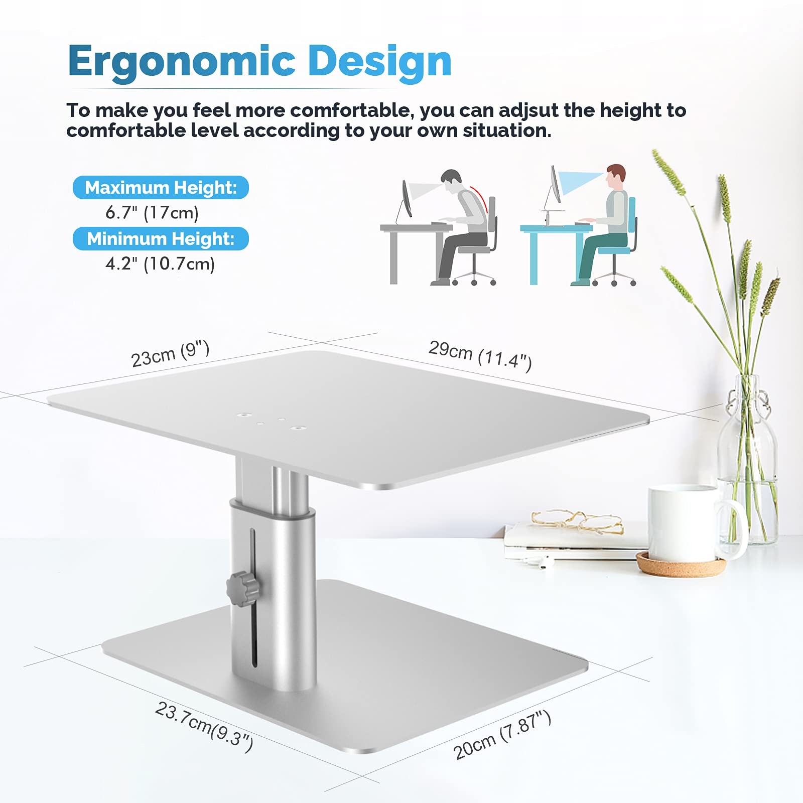 PSITEK ERGONOMICZNY STABILNY ALUMINIOWY STOJAK NA LAPTOPA — miniatura 3