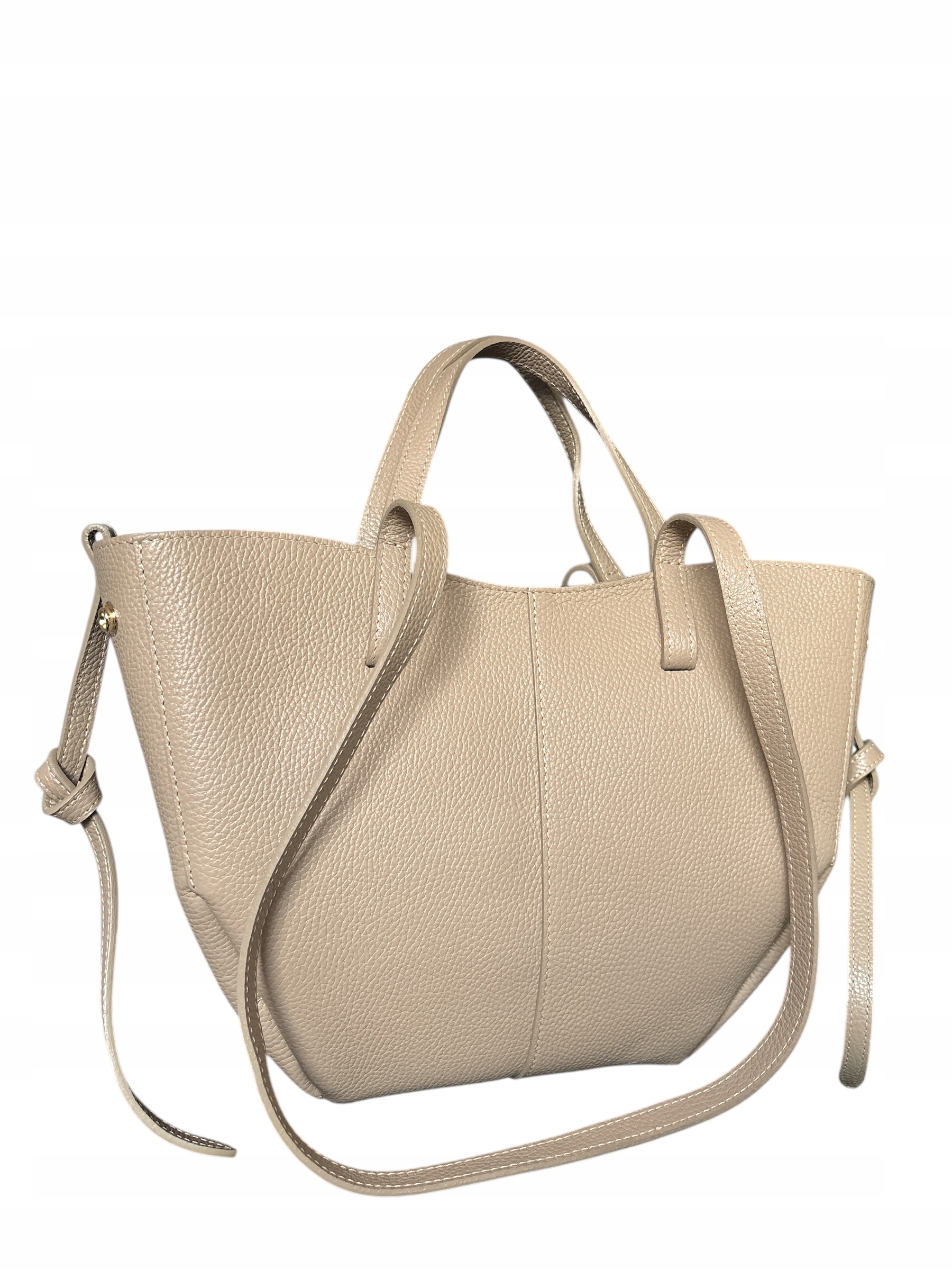 Vera Pelle taupe torebka shopper skóra naturalna ciemny beż