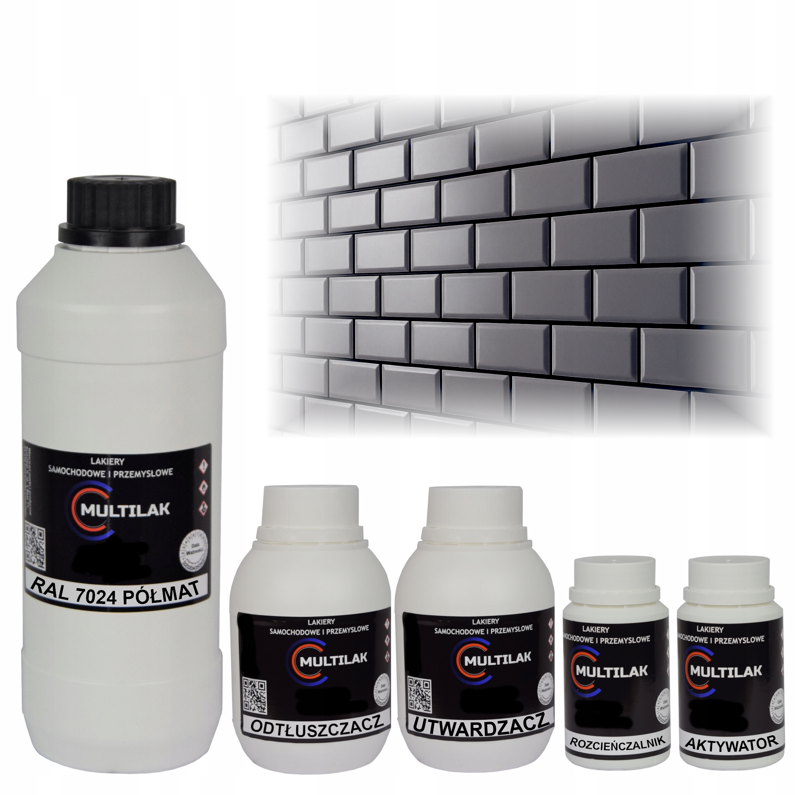 Lak farba Ral 7024 na glazúru dlaždíc a dlaždíc na valček, štetec 1L Polomat