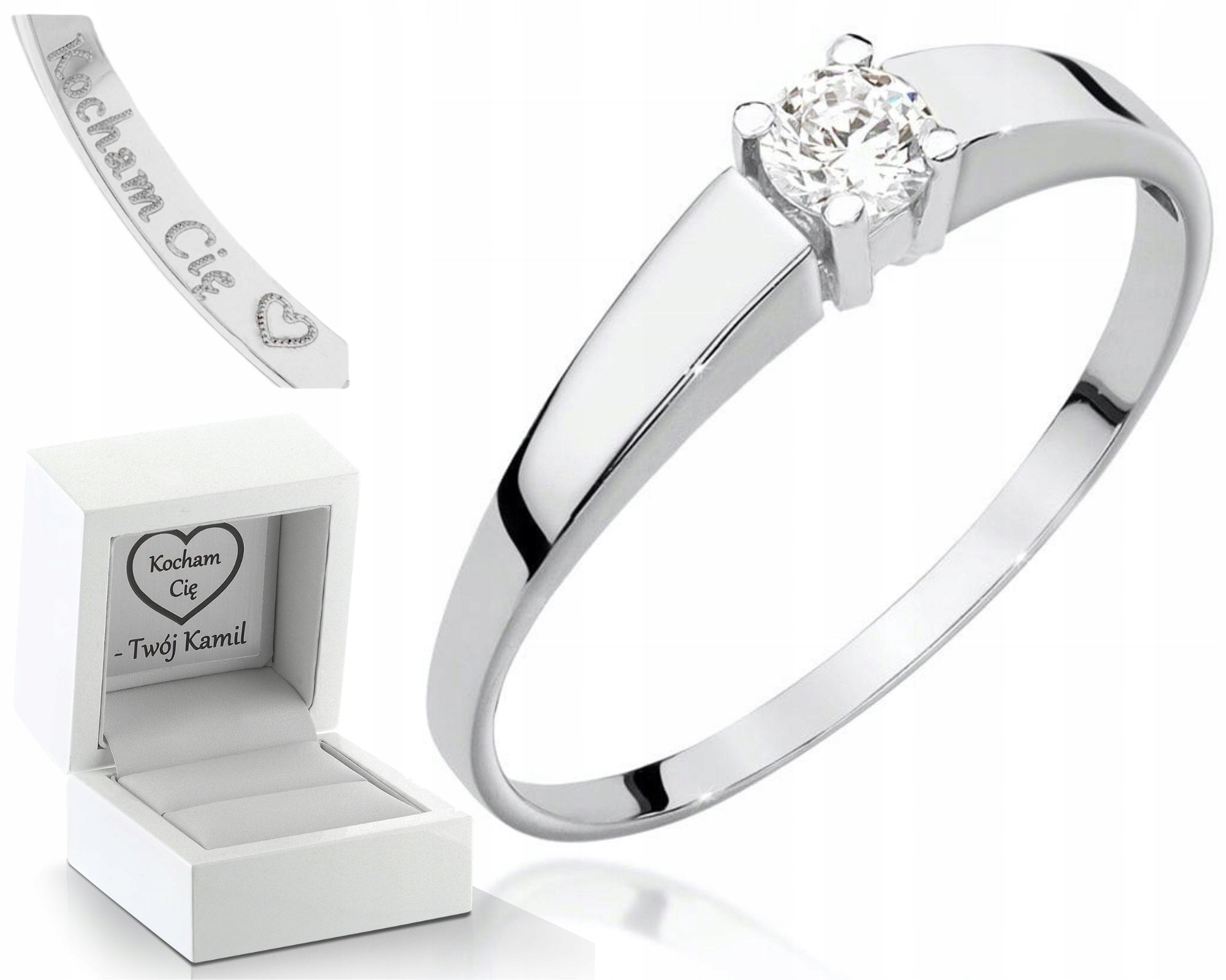 Prstýnek Z Bílého Zlata S Briliantem 0,25 Ct 585 Gravírování Dárek