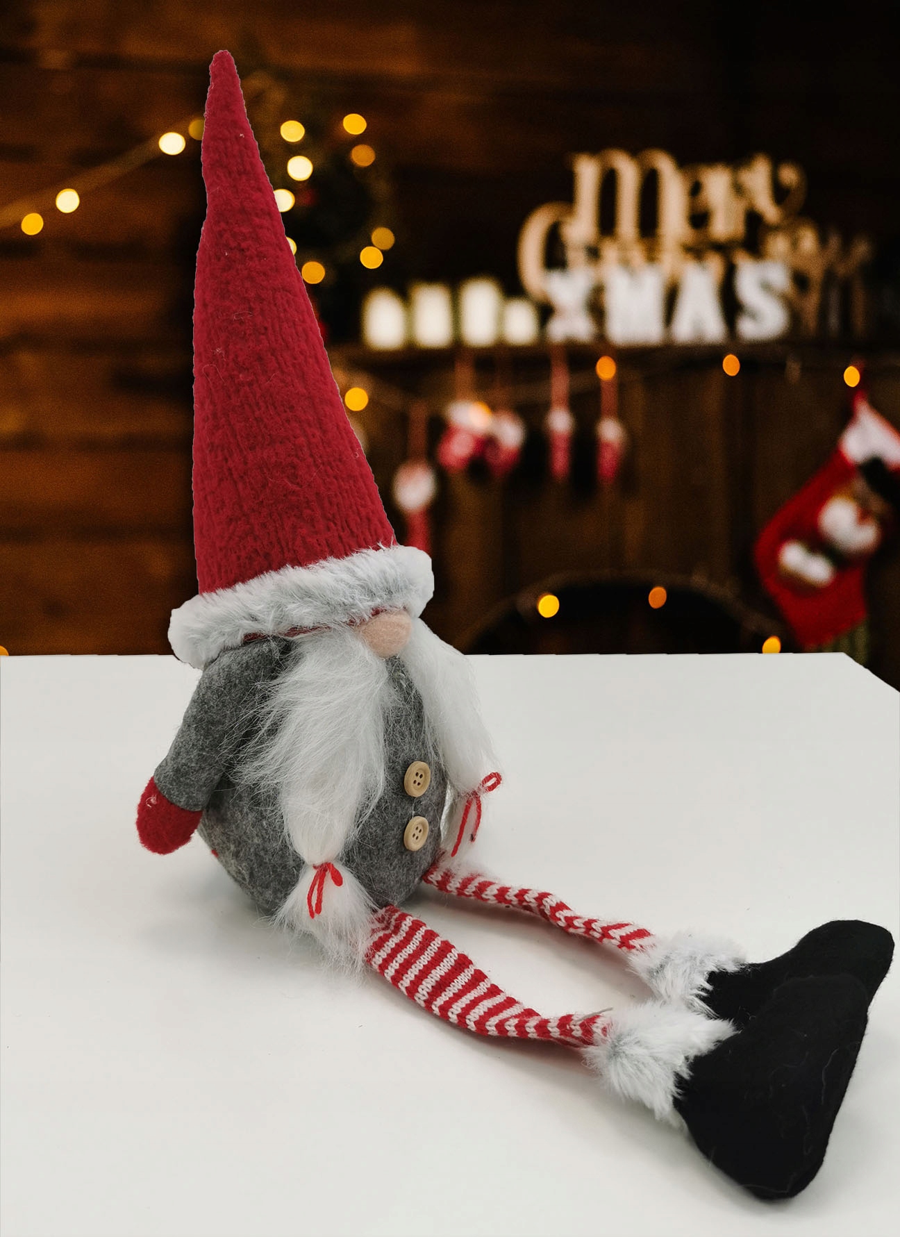 SKRZAT MIKOŁAJ KRASNAL GNOM ŚWIĄTECZNY SIEDZĄCY OZDOBA NA ŚWIĘTA 50CM D1 Motyw skrzat