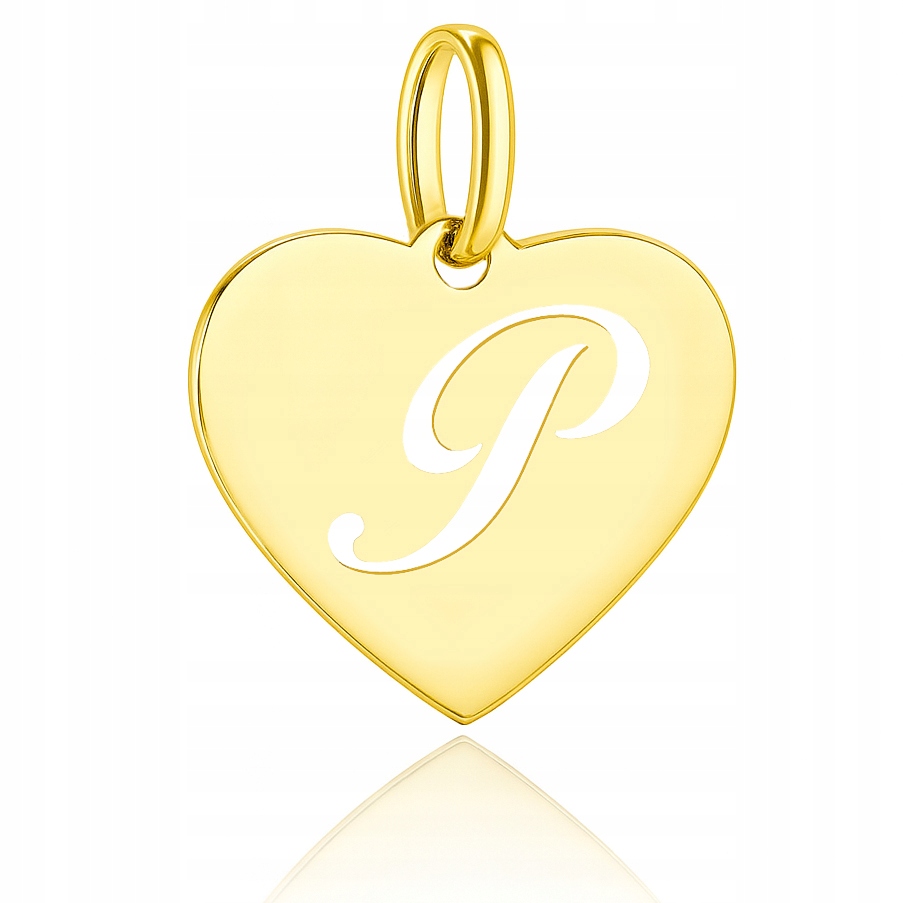 Zlatý přívěsek písmeno P v srdci na řetízek Au585