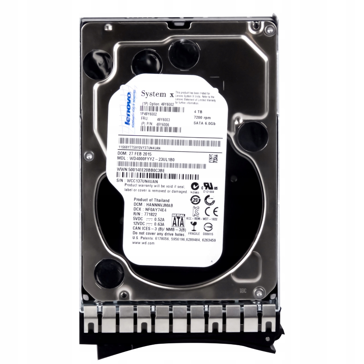 Lenovo 49Y6003 49Y6006 4TB 7.2K 64MB Sata II 3.5'' WD4000FYYZ