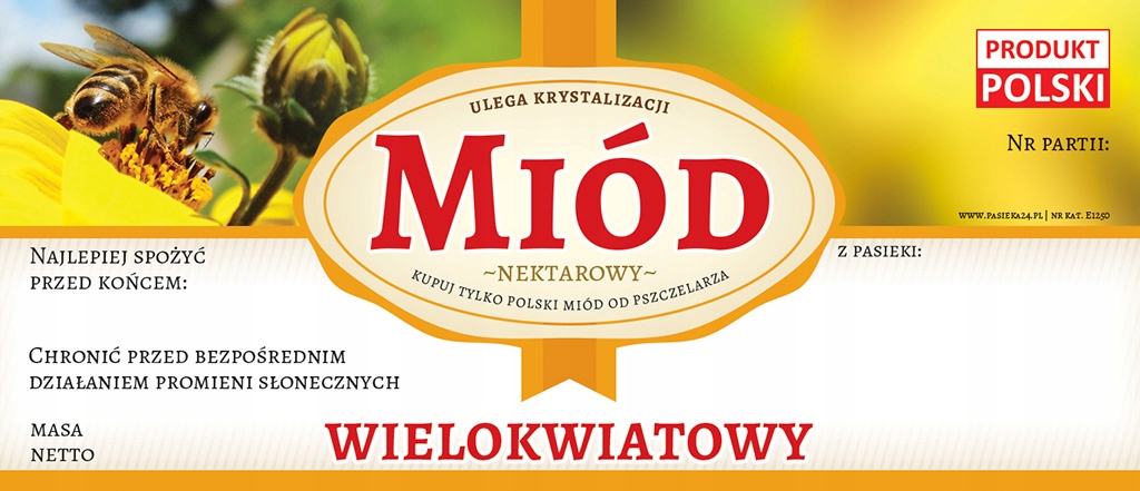 

Etykiety na Miód Wielokwiatowy (100szt) E1250