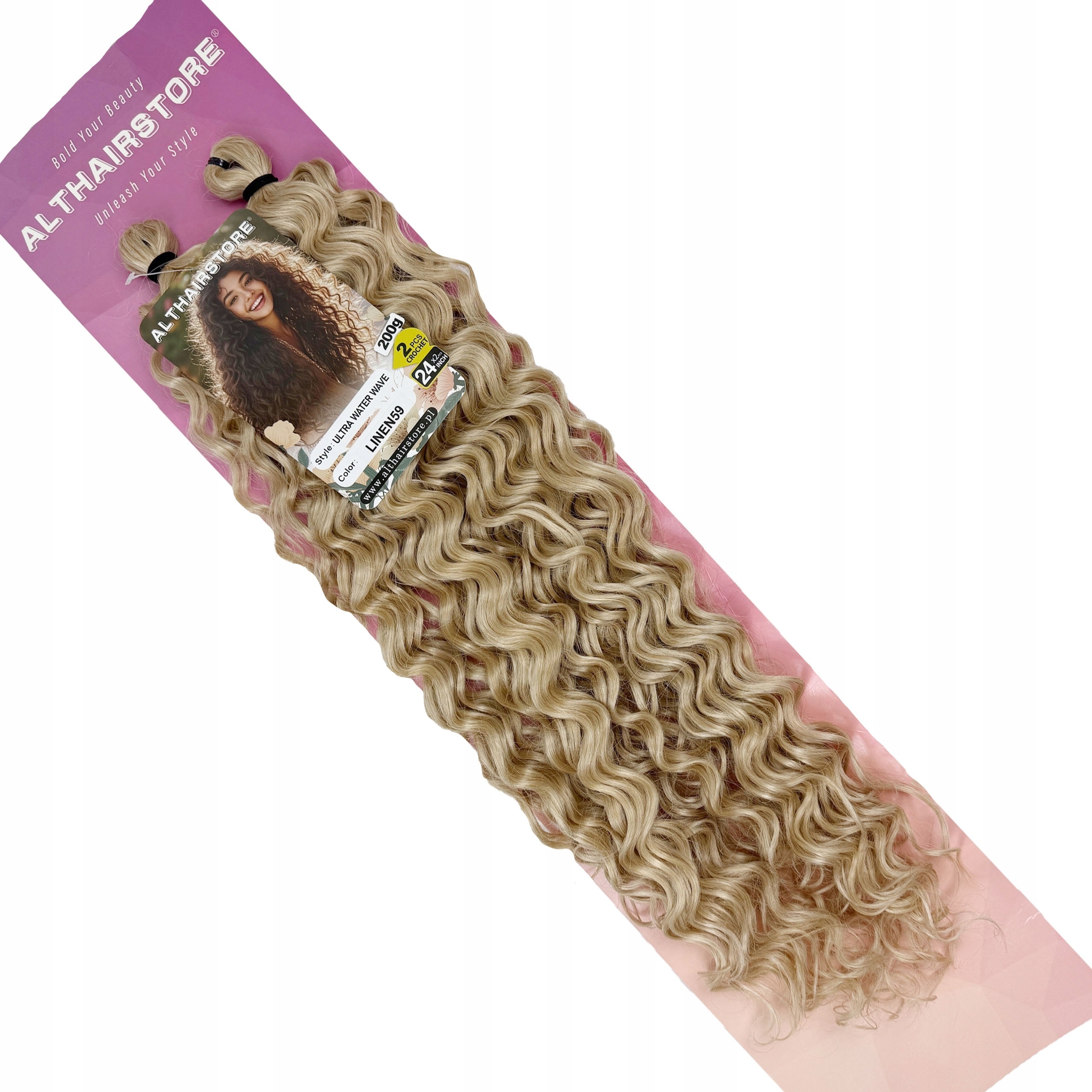 Syntetické vlasy Ultra Water Wave Weft Crochet 200 g 60 cm barva #LINEN59