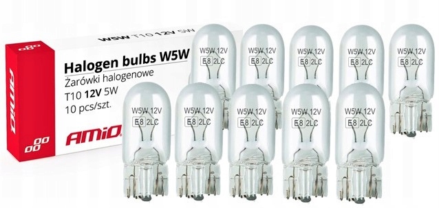 ŻARÓWKI HALOGENOWE W5W T10 5W W2.1x9.5d 12V 10szt