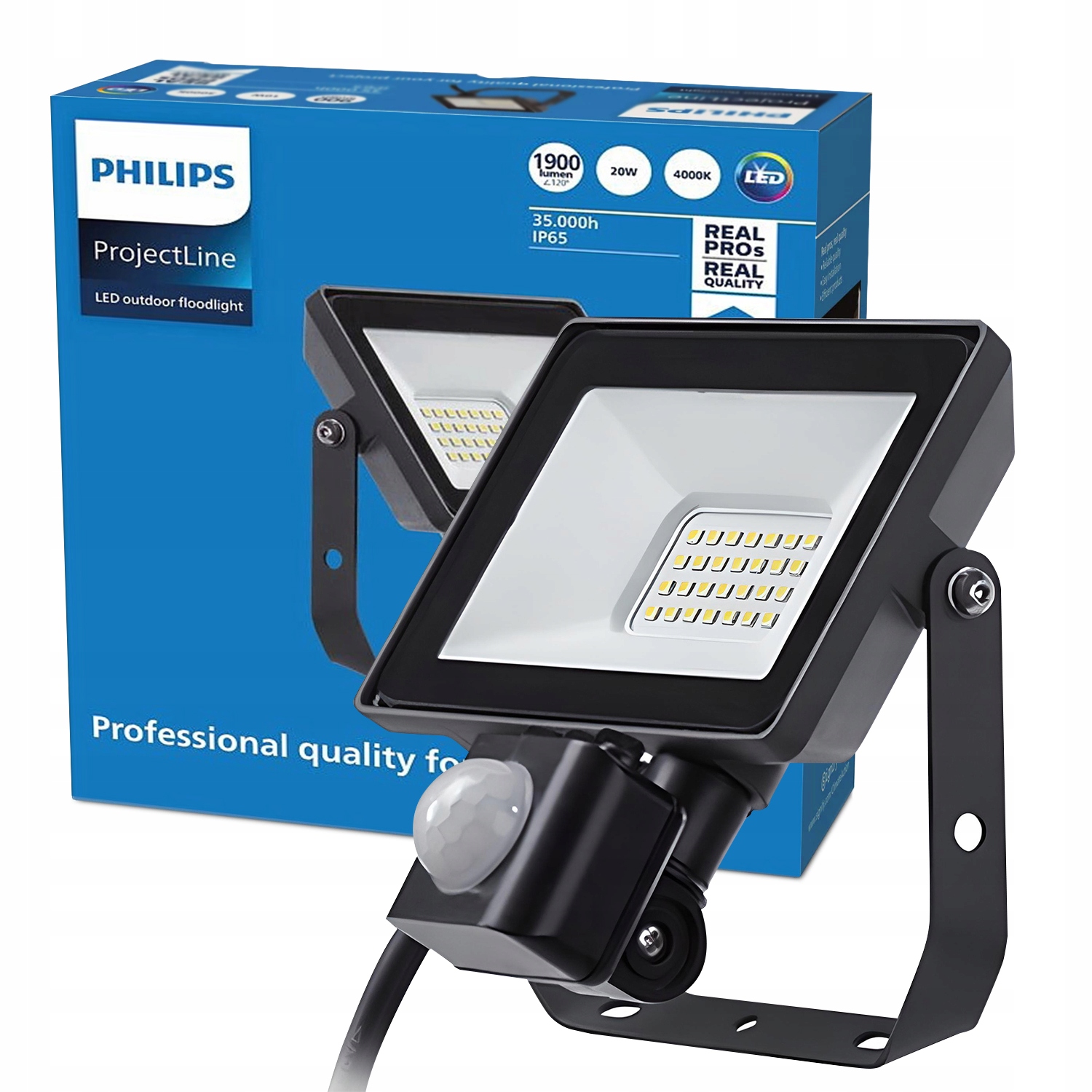 Led reflektor 20W 4000K IP65 Halogenový reflektor s pohybovým senzorem Philips