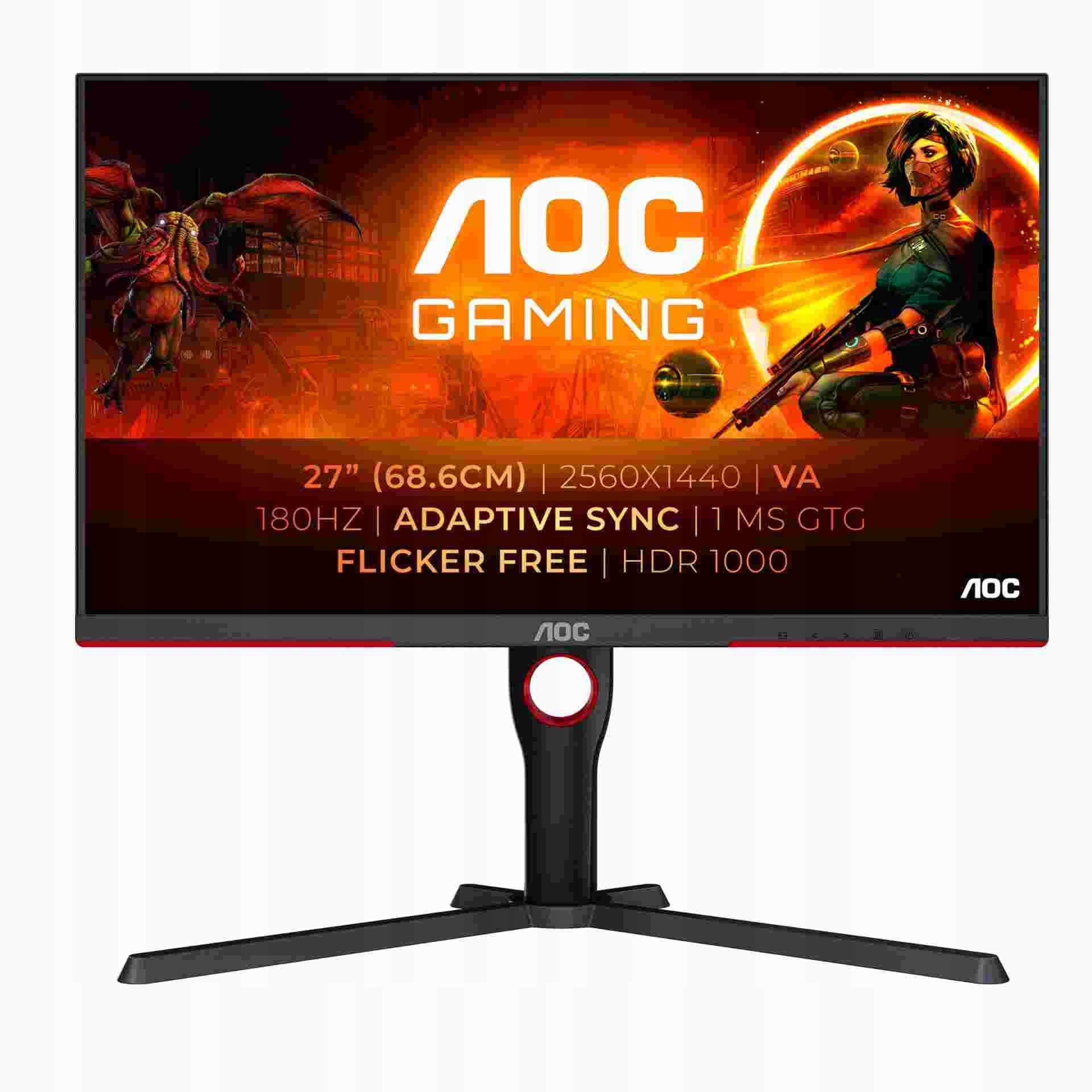 Aoc Mt Va LCD Wled 27" Q27G3XMN/ Bk Va panel, 2560x1440, 180Hz, Hdmi…