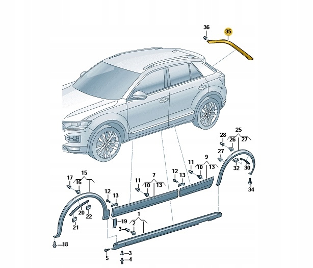 LISTWA OZDOBNA TYŁ STRONA PRAWA VW T-ROC OE: 2GA853346FXK1