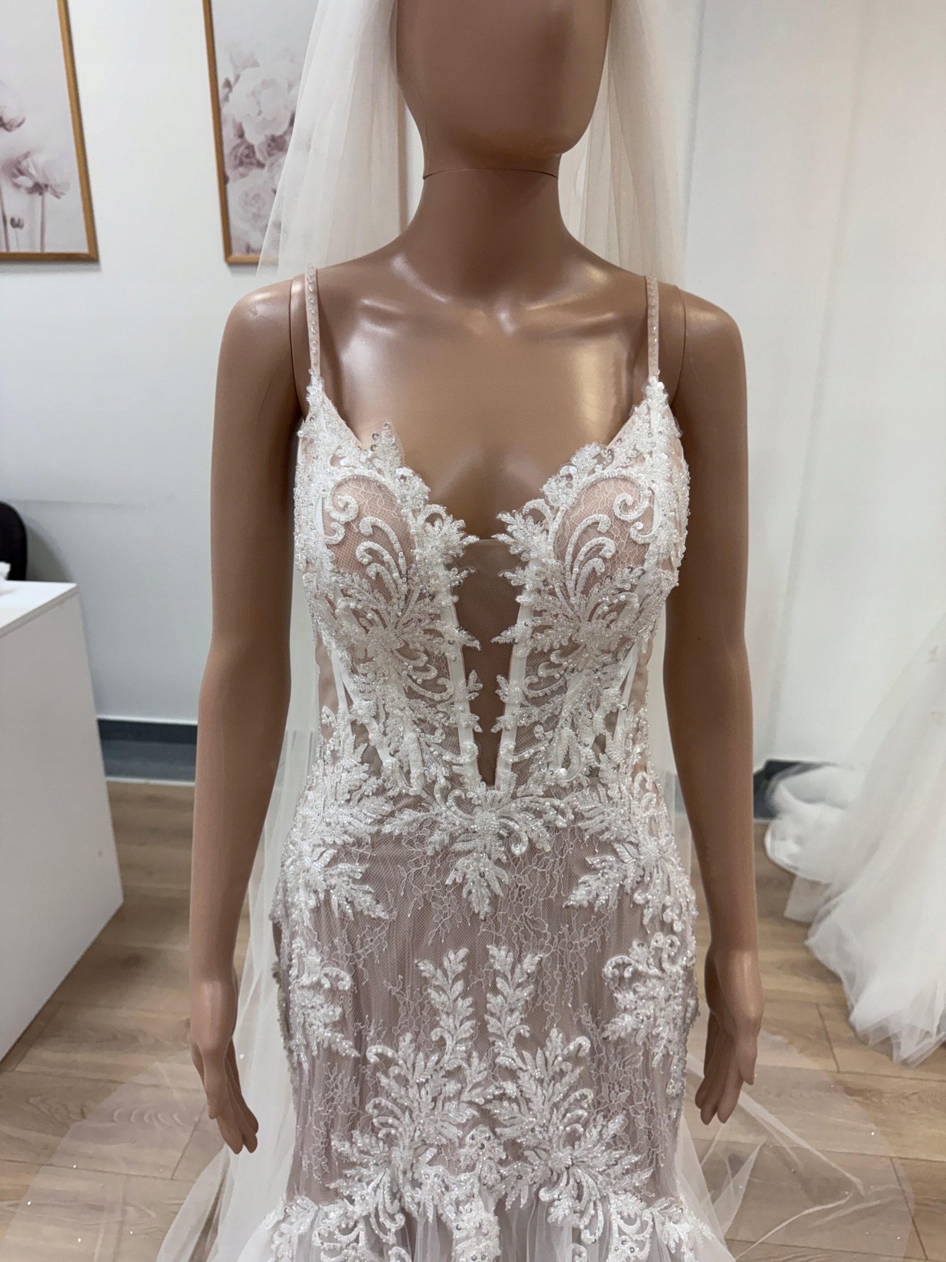 Nowa suknia ślubna rybka syrenka z koronką błyszcząca 38/40 Marka bez marki