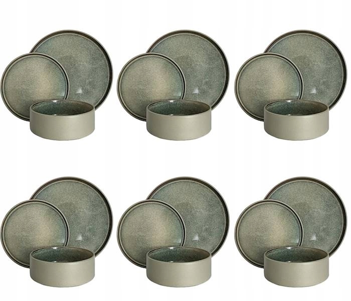 Jídelní Servis Snídaňový 18dílný Set Talířů Pro 6 Osob Stack Grey