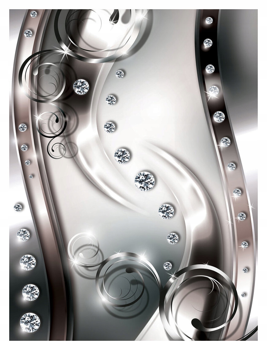 Tapeta Diamanty Kov Stříbrné Lesklé Elegantní 206x275 stínů lepidlo