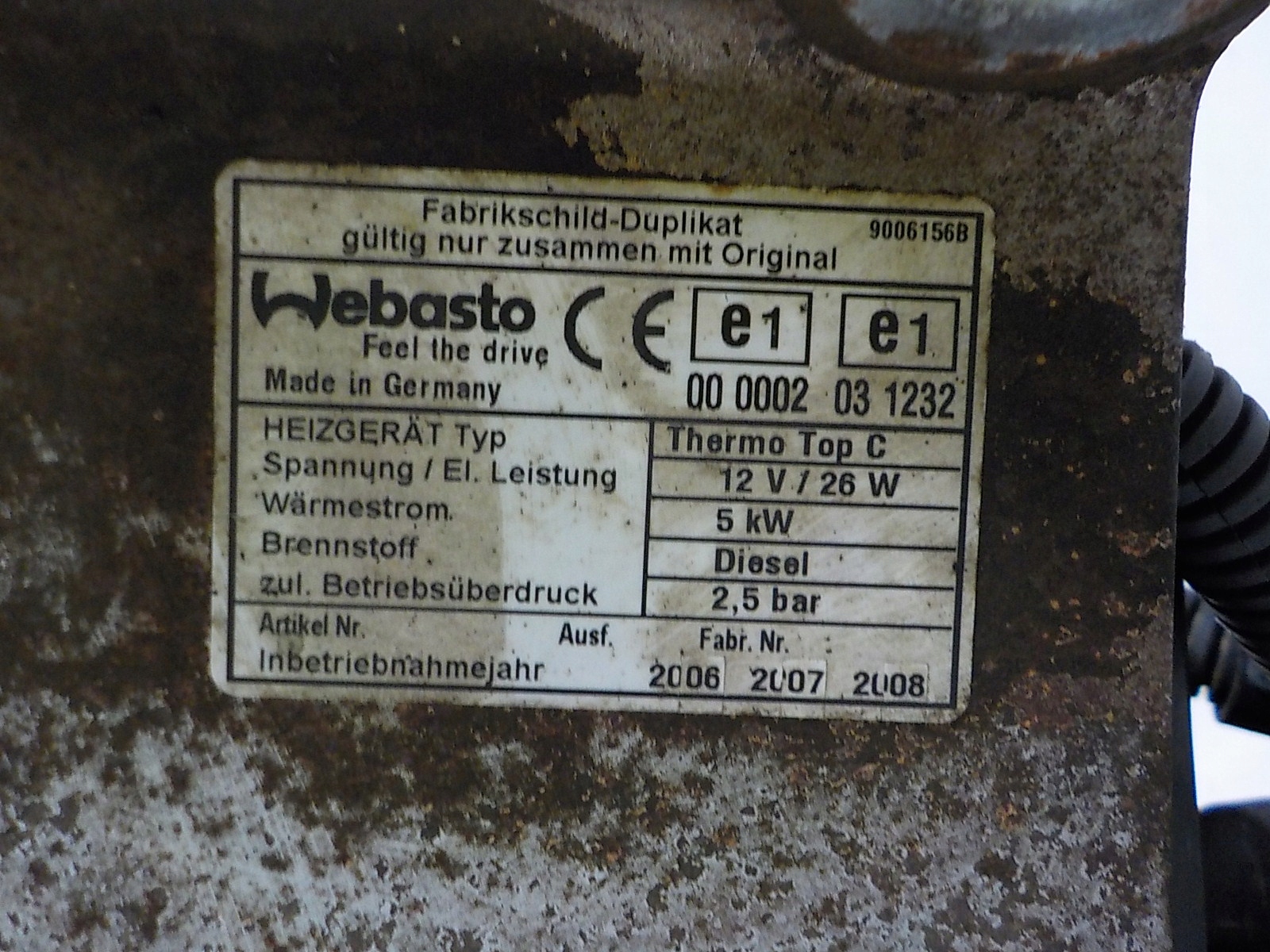 CHRYSLER VOYAGER IV webasto WEBASTO 04677706AC