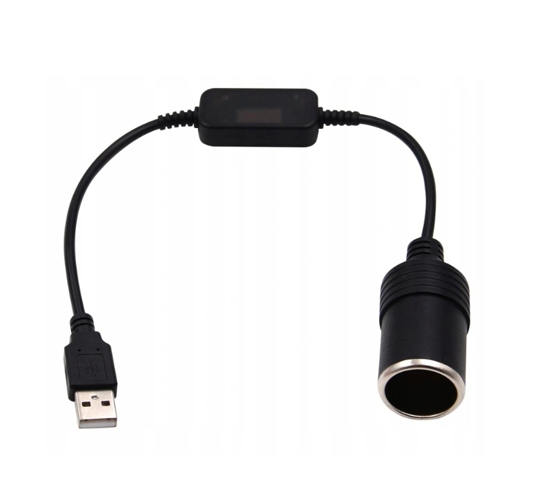 ADAPTER KONWERTER z USB na GNIAZDO ZAPALNICZKI 12V