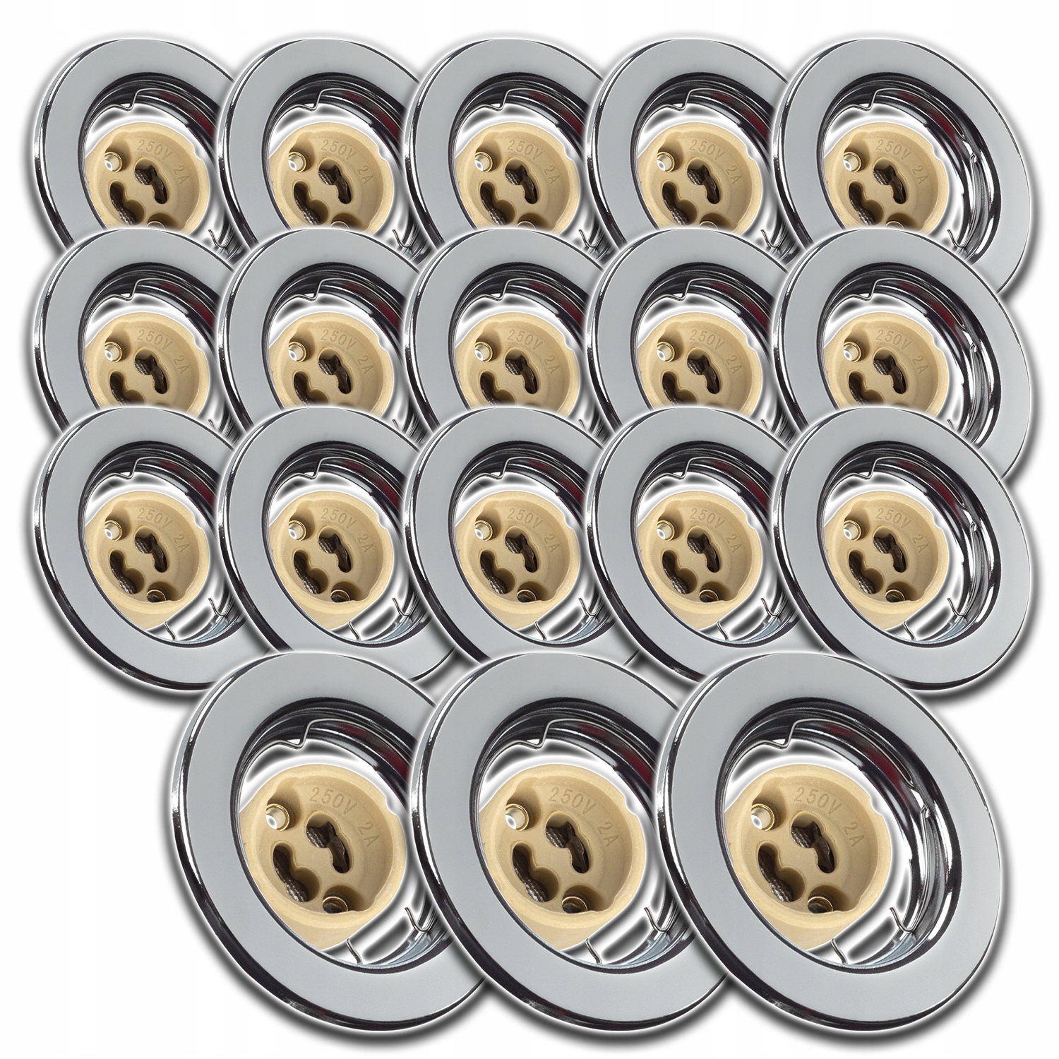 18x Halogenová Led Stropní Lampa Podomítková Žárovka GU10 1,5W Chrom