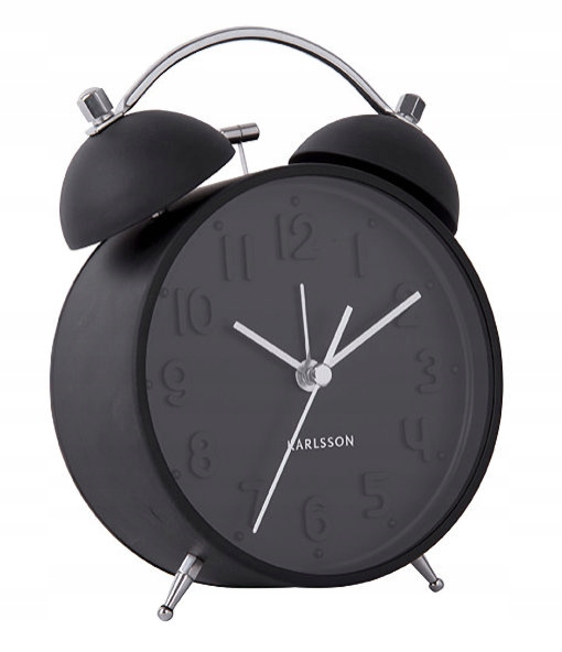 Černý Kulatý Budík Do Ložnice Karlsson KA5784BK Tichý Mechanismus