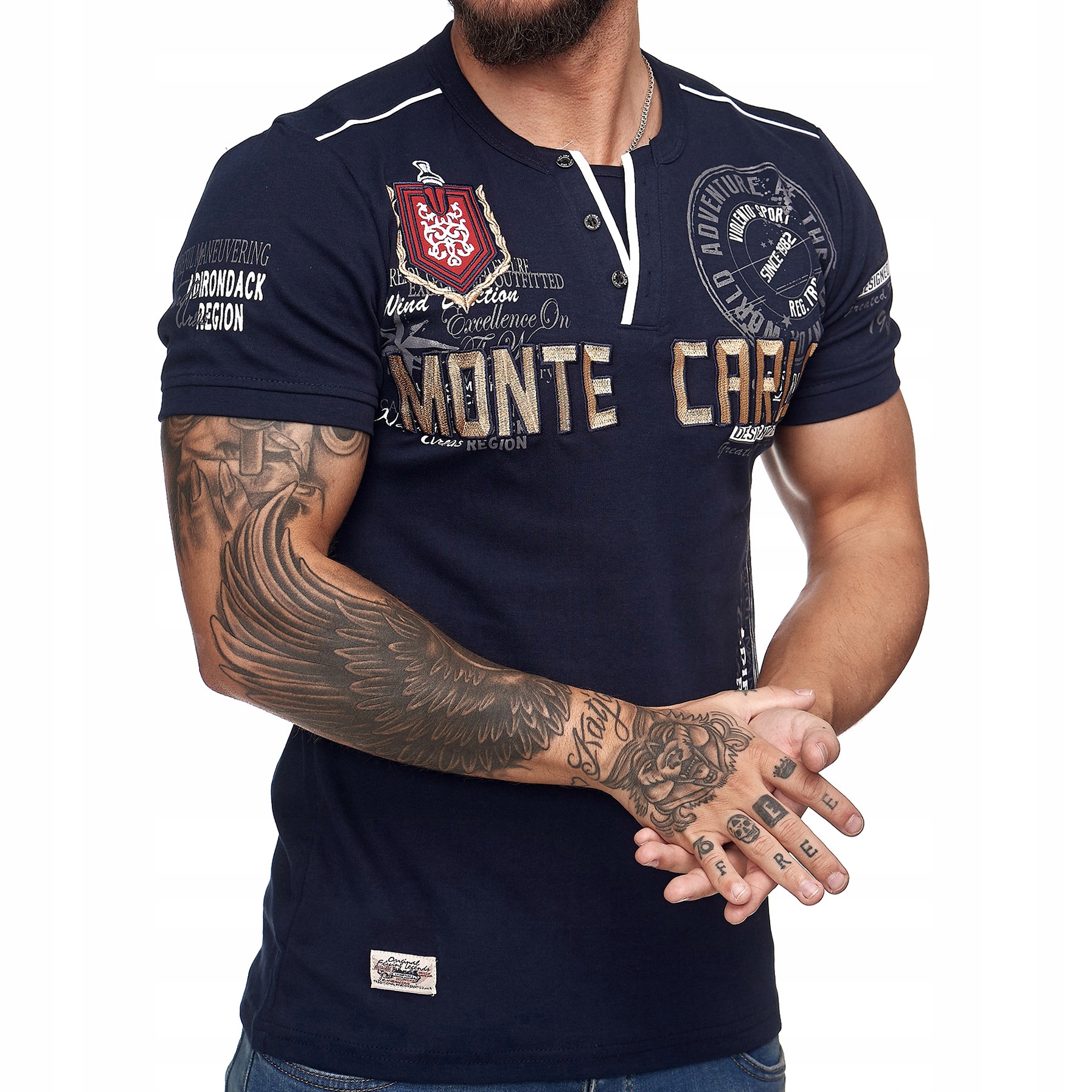 

T shirt Męski Monte Carlo Wyszywany Hafty Nadruk