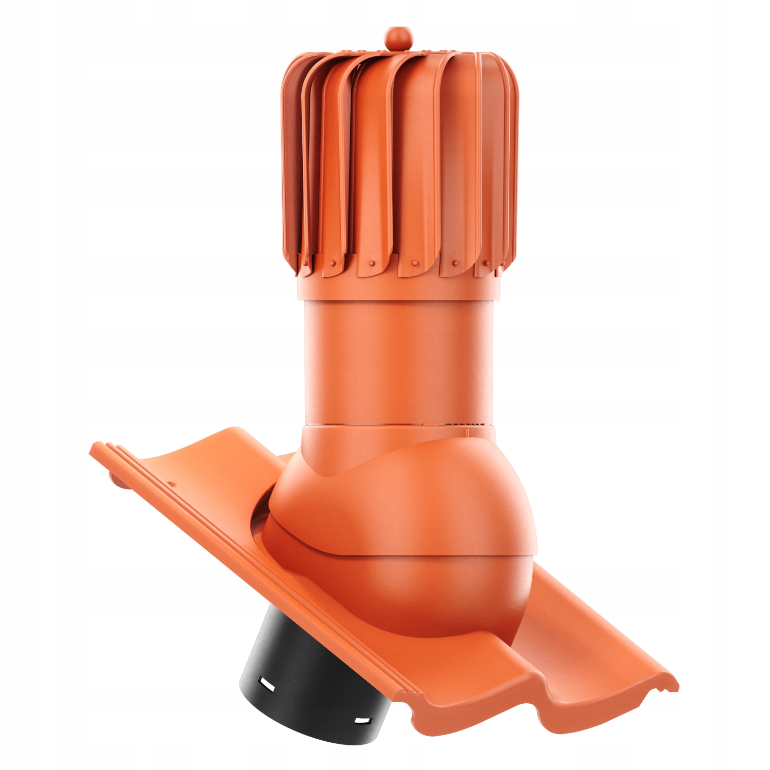 Otočný podélný větrací komín ⌀125 střešní tašky Moravska Cihlová