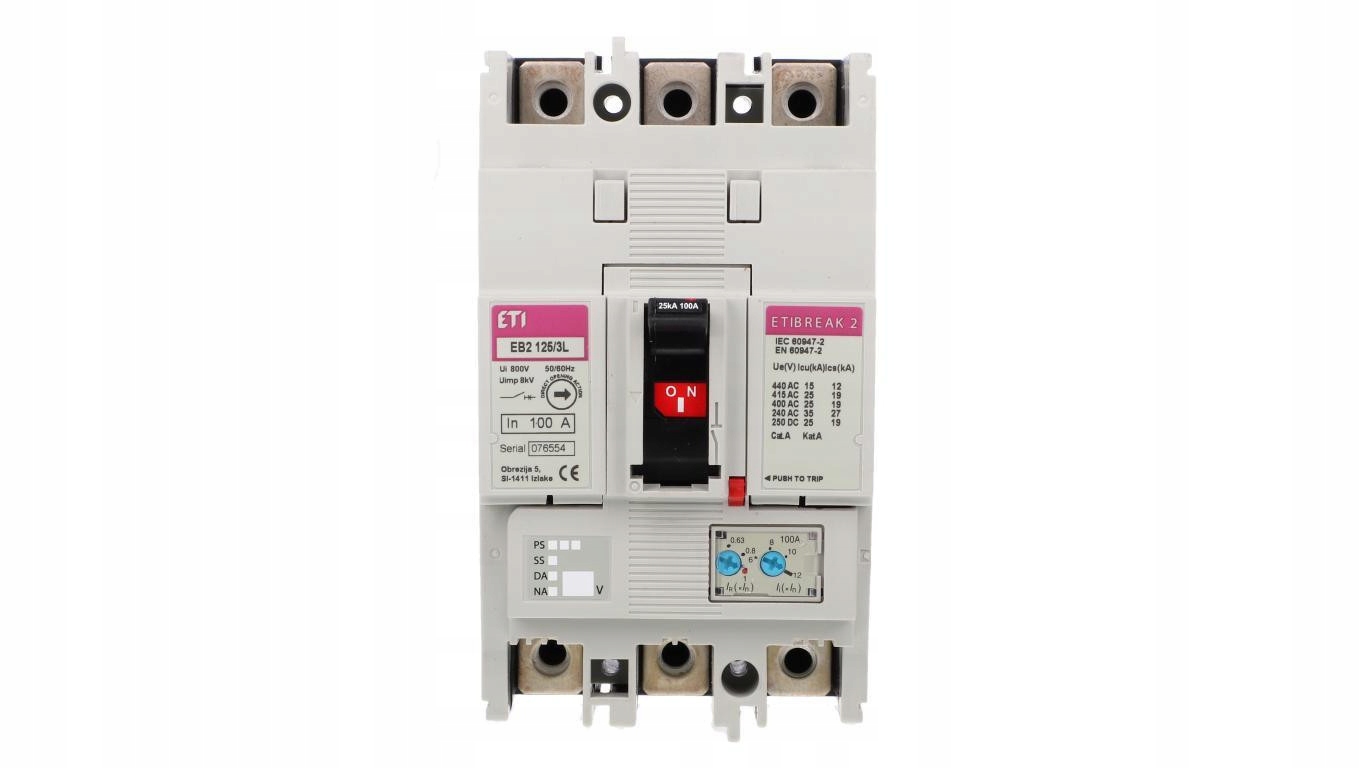 Wyłącznik kompaktowy 3P 100A 25kA /wyzwalacz termo-magnetyczny/ EB2 125/3L