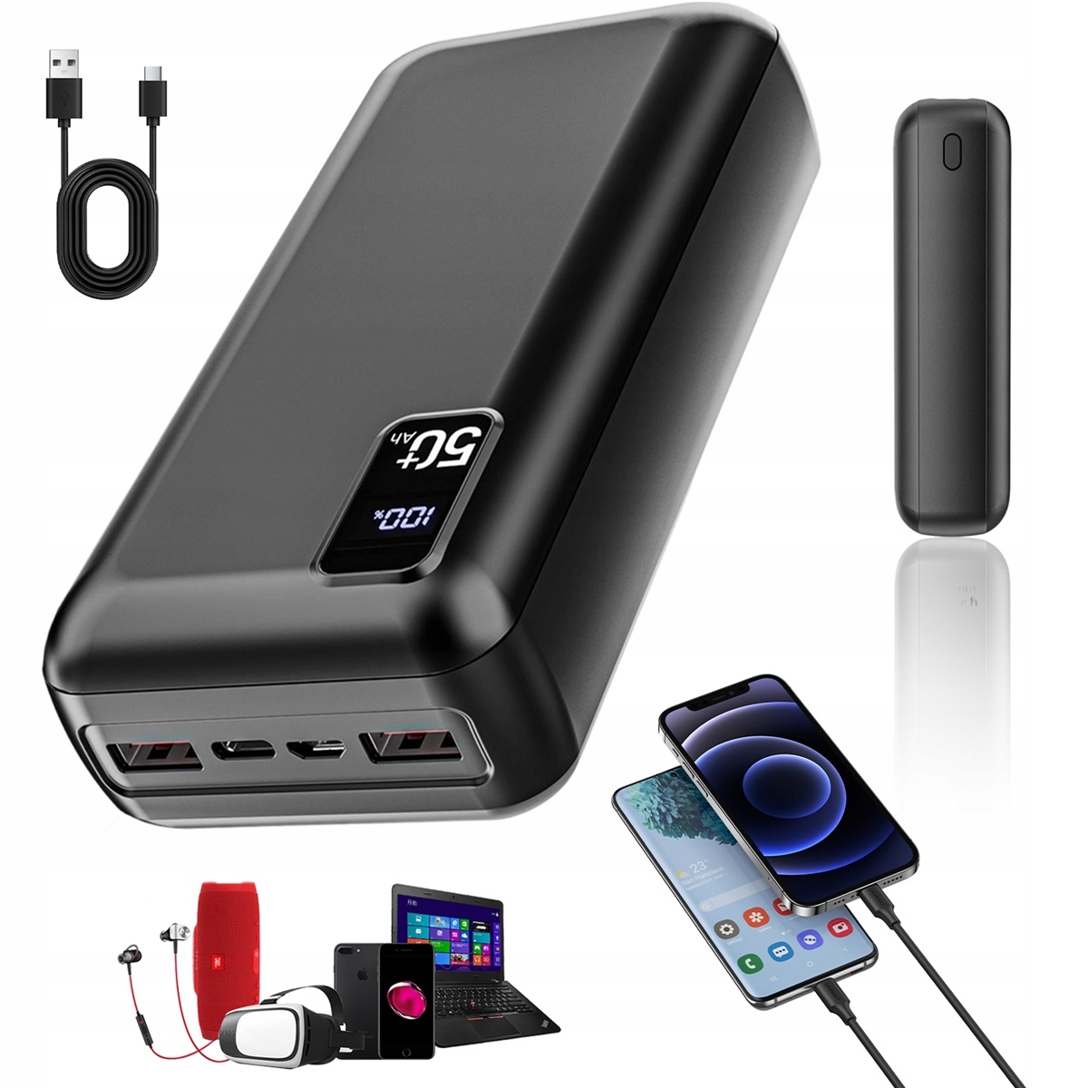 Power Bank 50000 mAh 22.5 W s Led displejem pro telefony a tablety