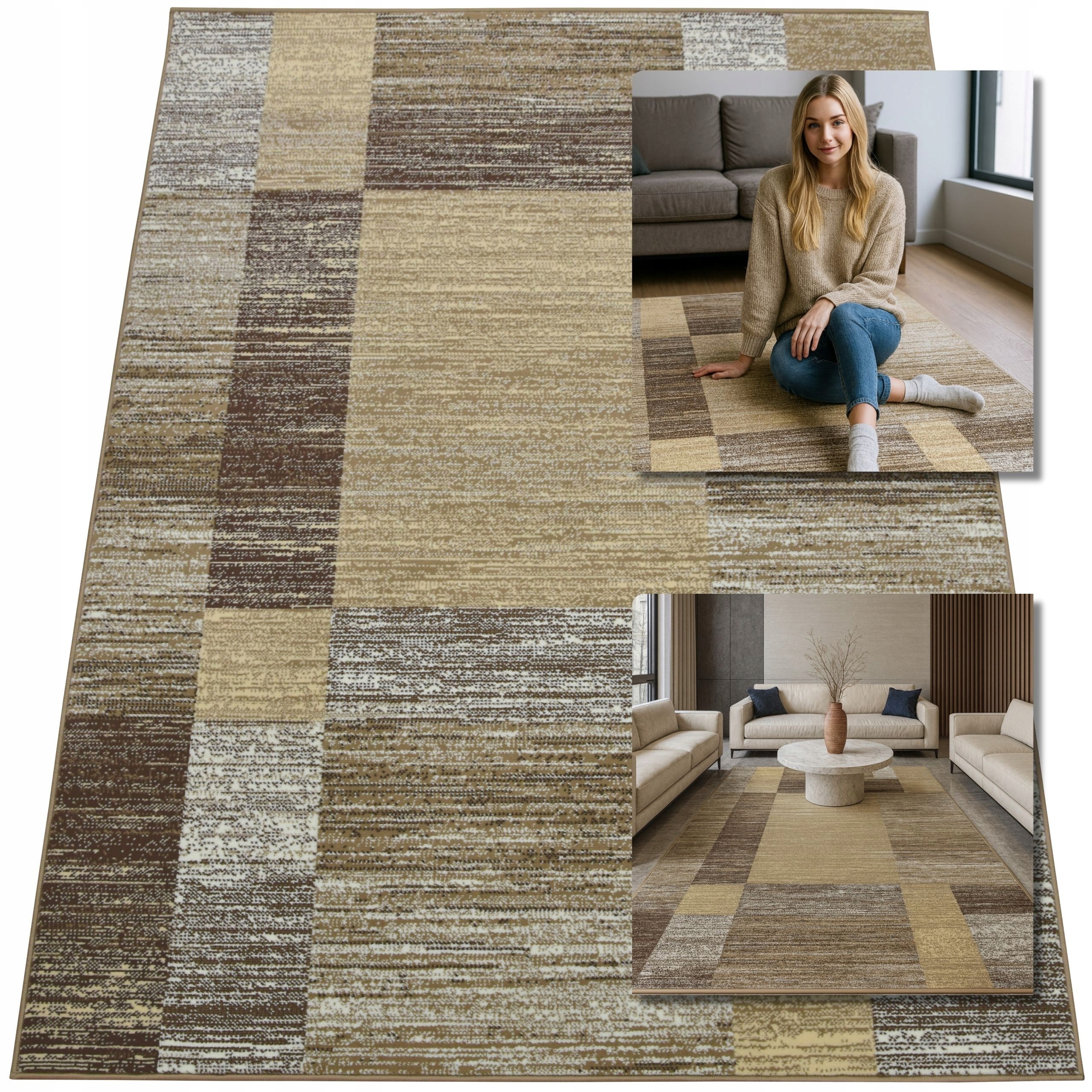 Koberec Moderní Koberec Hnědý Bílý Venezia Koberce Do Obývacího Pokoje 200x400