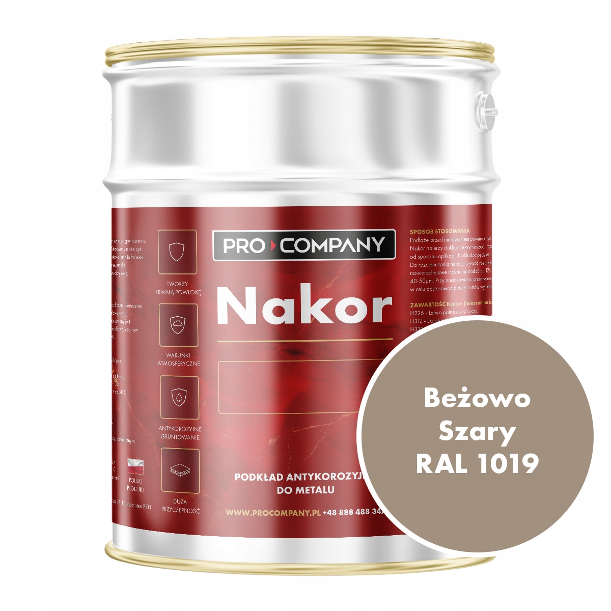 Nakor Szybkoschnący podkład antykorozyjny 3l Beżowo Szary Ral 1019