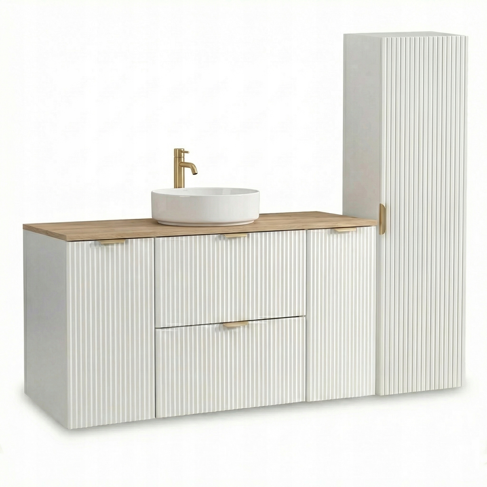 Sada koupelnového nábytku 120 cm Bílá zásuvka na dveře, umyvadlo Willy