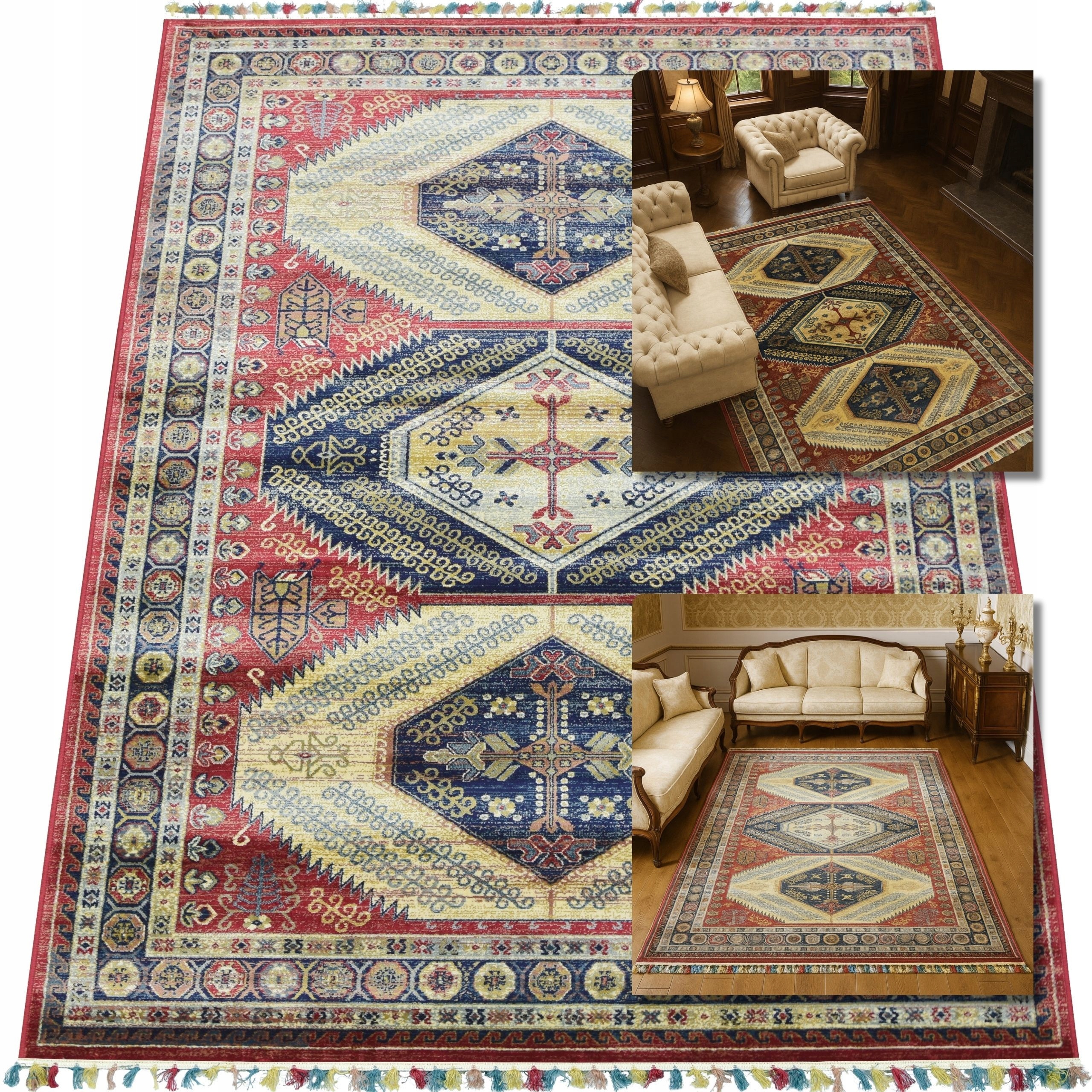 Orientální Koberec Z Viskózy Barevné Vintage Koberce Do Obývacího Pokoje Retro 140x200