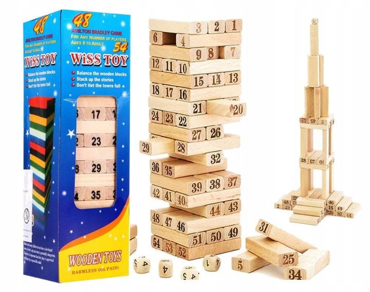 

Gra Drewniana Jenga Numeryczna Wieża Z Klocków