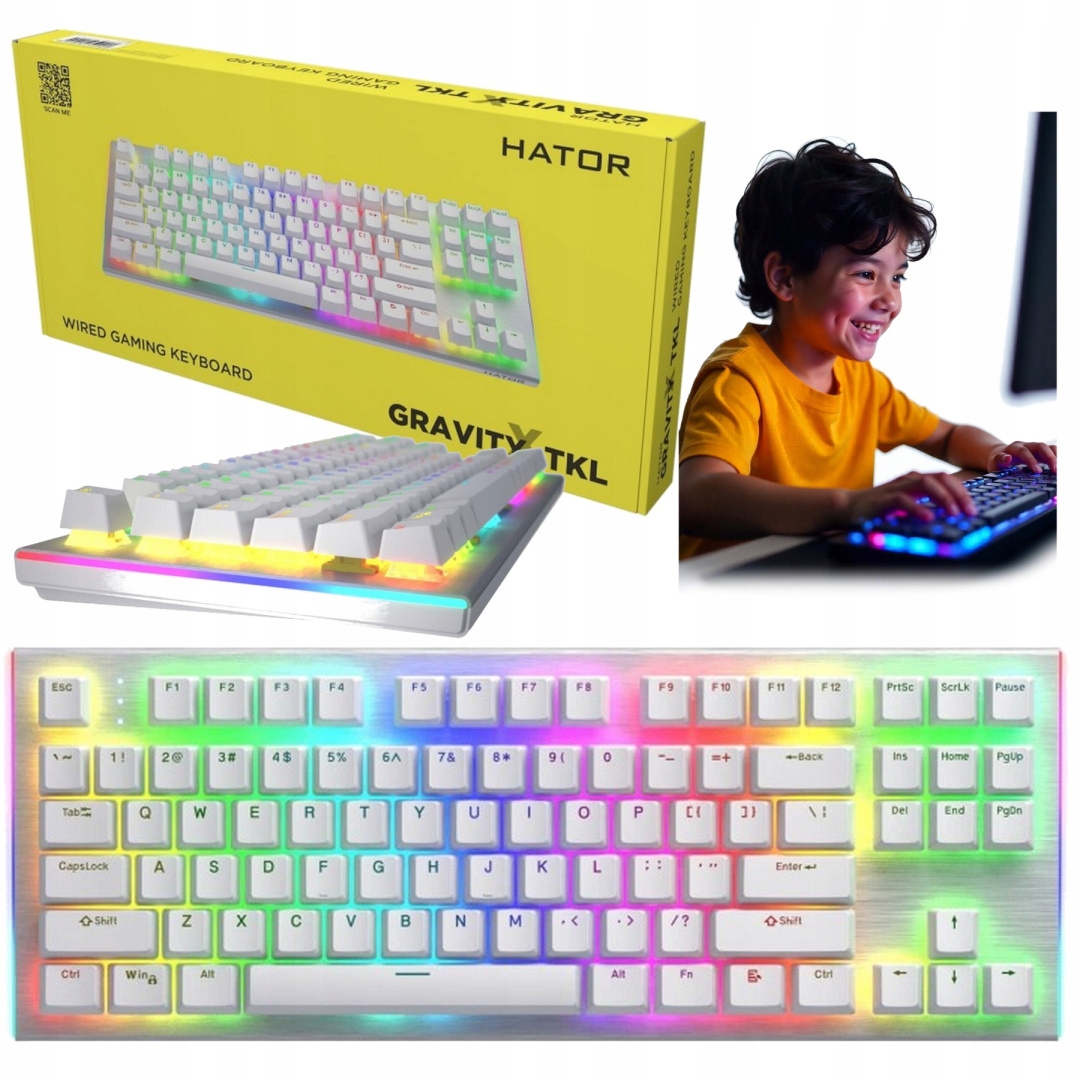 Mechanická klávesnice Hator Gravity X Tkl HTK551 bílá hliníková Rgb