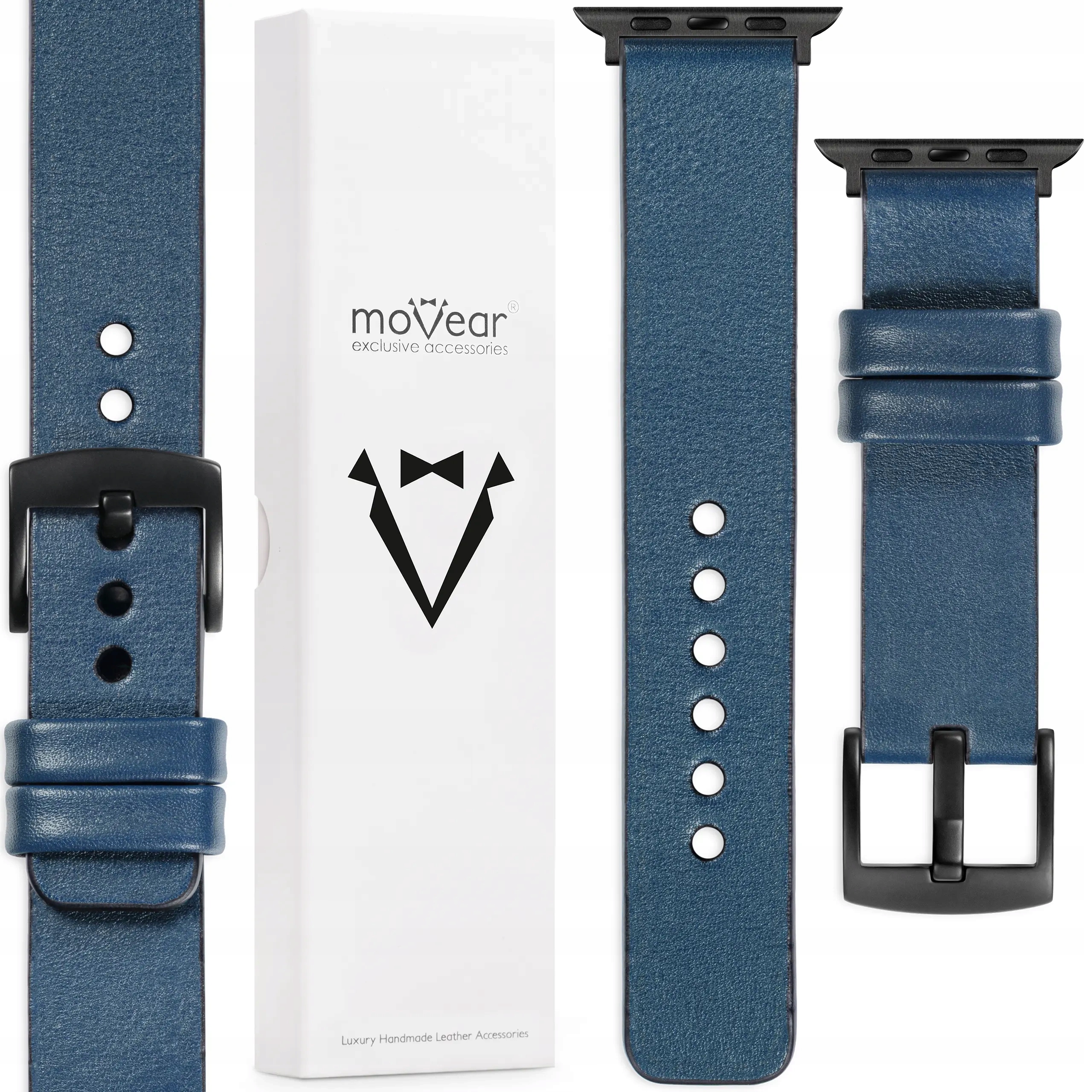 Pasek skórzany do Apple Watch 42/41/40/38mm Niebieski Movear 22mm