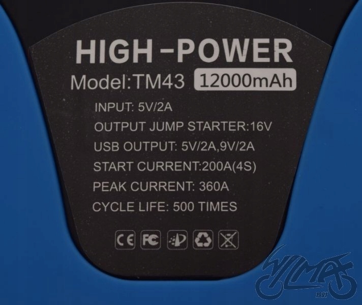 ŁADOWARKA AKUMULATOR ROZRUCHOWY ŁADOWANIE USB Pojemność 0 Ah