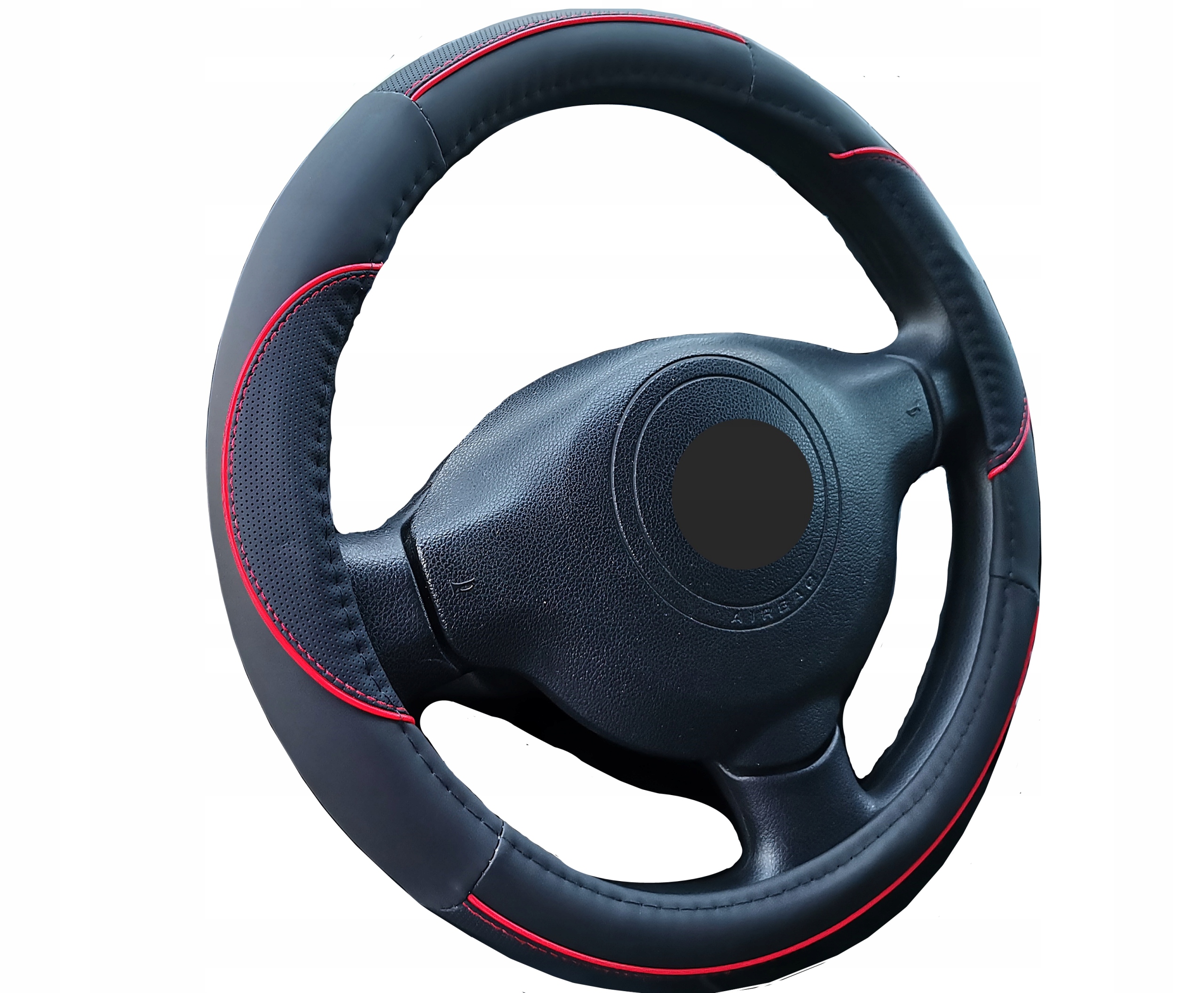 Pokrowiec na kierownice Seat Ibiza Leon Toledo Altea Mii czarno czerwony