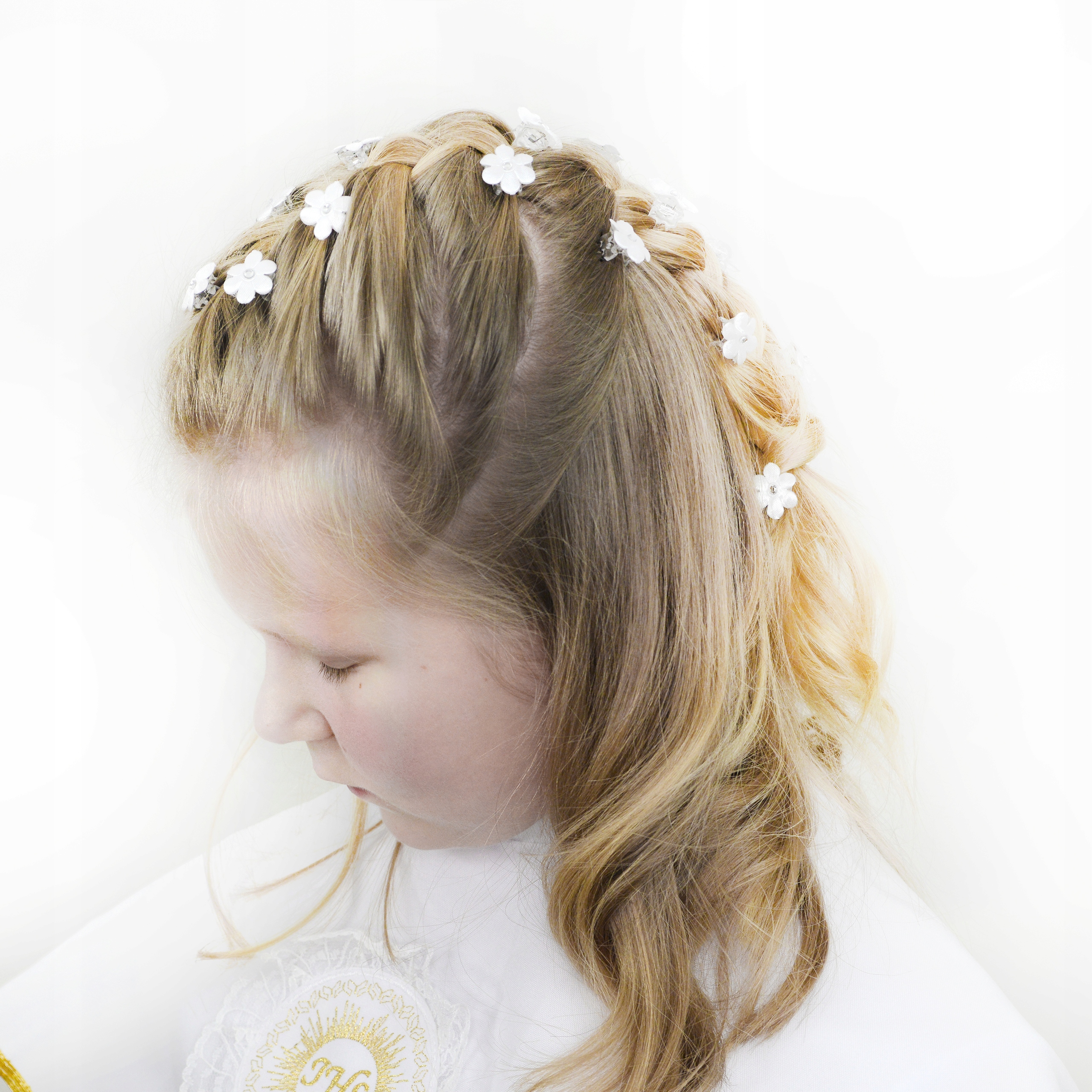 KRABIKI ŻABKI DO WŁOSÓW NA KOMUNIE KWIATEK Białe Okazje komunia