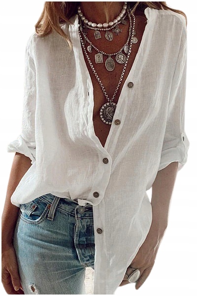 ELEGANCKA KOSZULA BLUZKA KOSZULOWA ROZPINANA 4XL