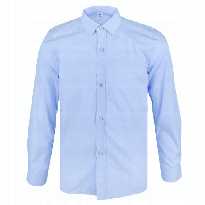 Chłopięca koszula zapinana z kołnierzem niebieska regular Biks PL _158