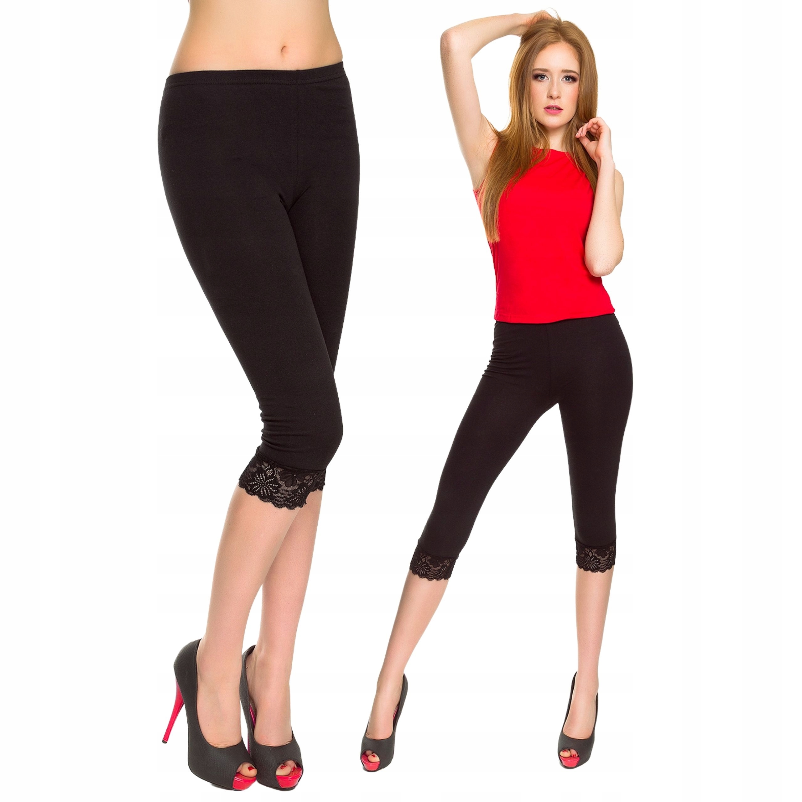 

Damskie Legginsy 3/4 Z Koronką Getry Rybaczki M