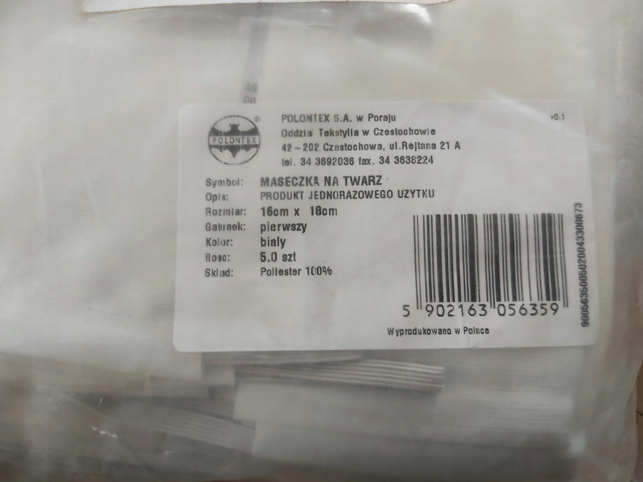 maseczka 5szt  ochronna — 2