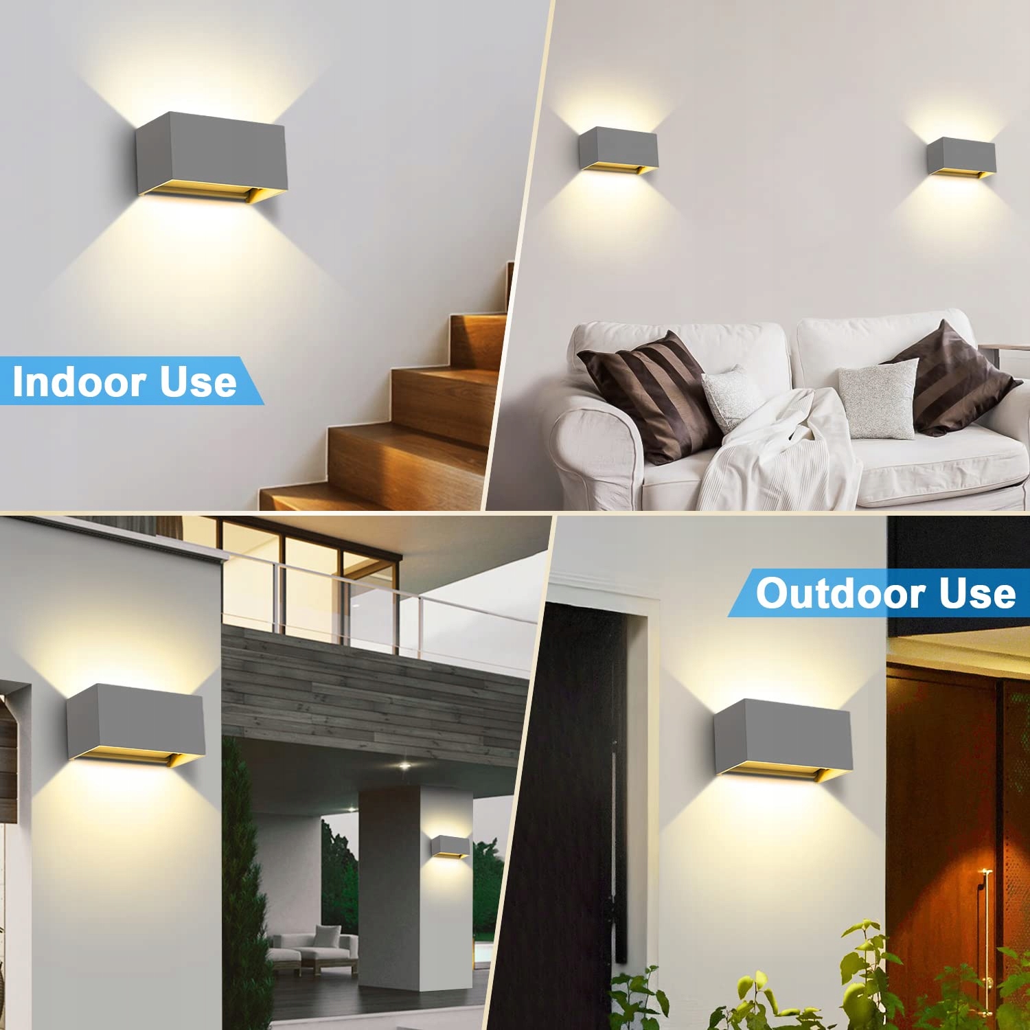 KINGWEN LED Lampy Zewnętrzne 20W 3000K Ciepły Biały IP65 Szare — miniatura 7