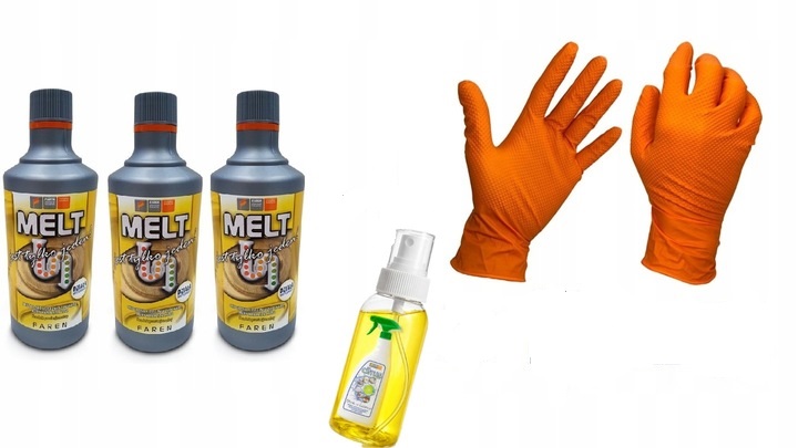 Melt Do Rur Mocny Najlepszy Preparat 3x750ml, Mocne Rękawice, tester