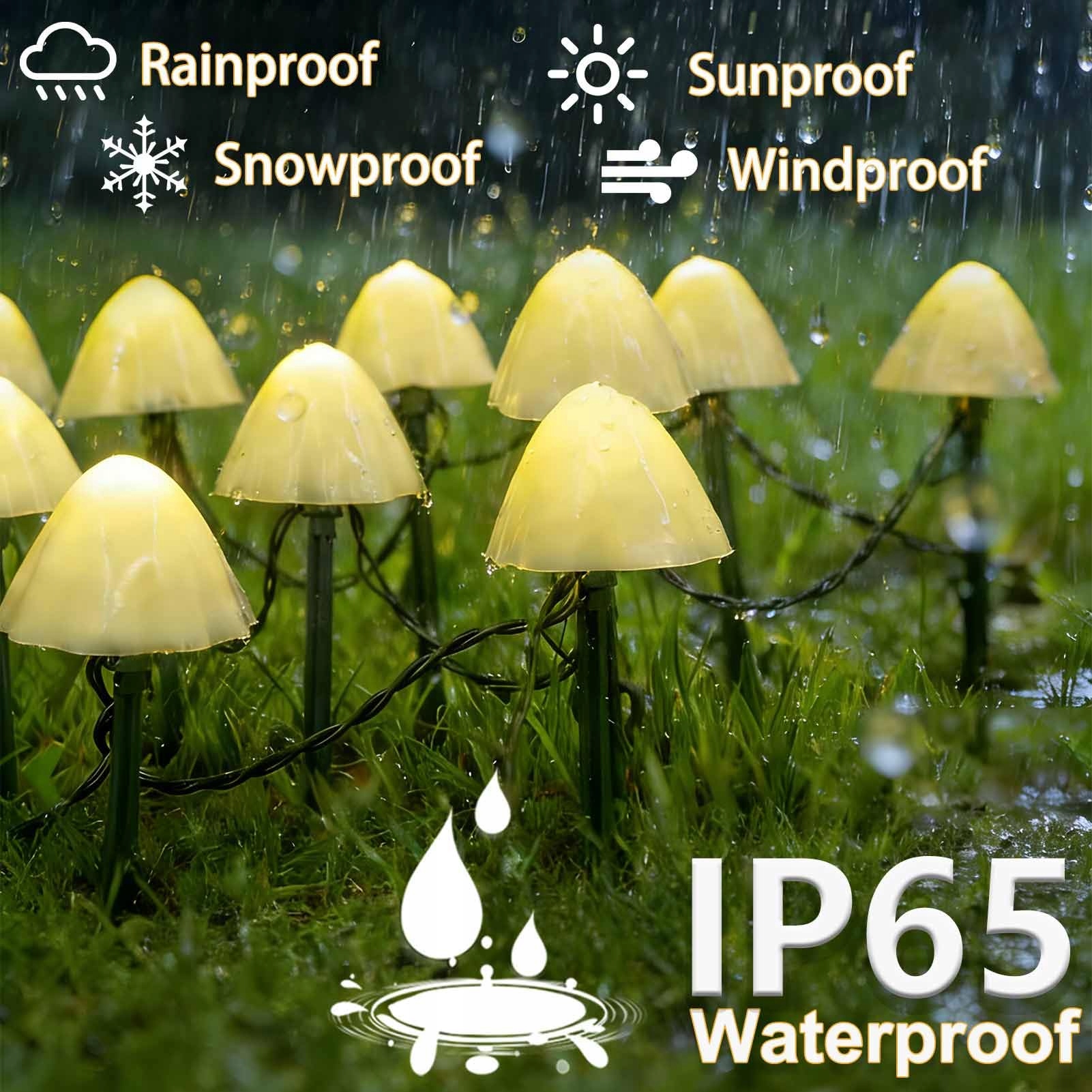 COZYMEOW Lampki Solarne 20 LED Grzybki Ozdoba Ogrodowa Wodoodporne — miniatura 5
