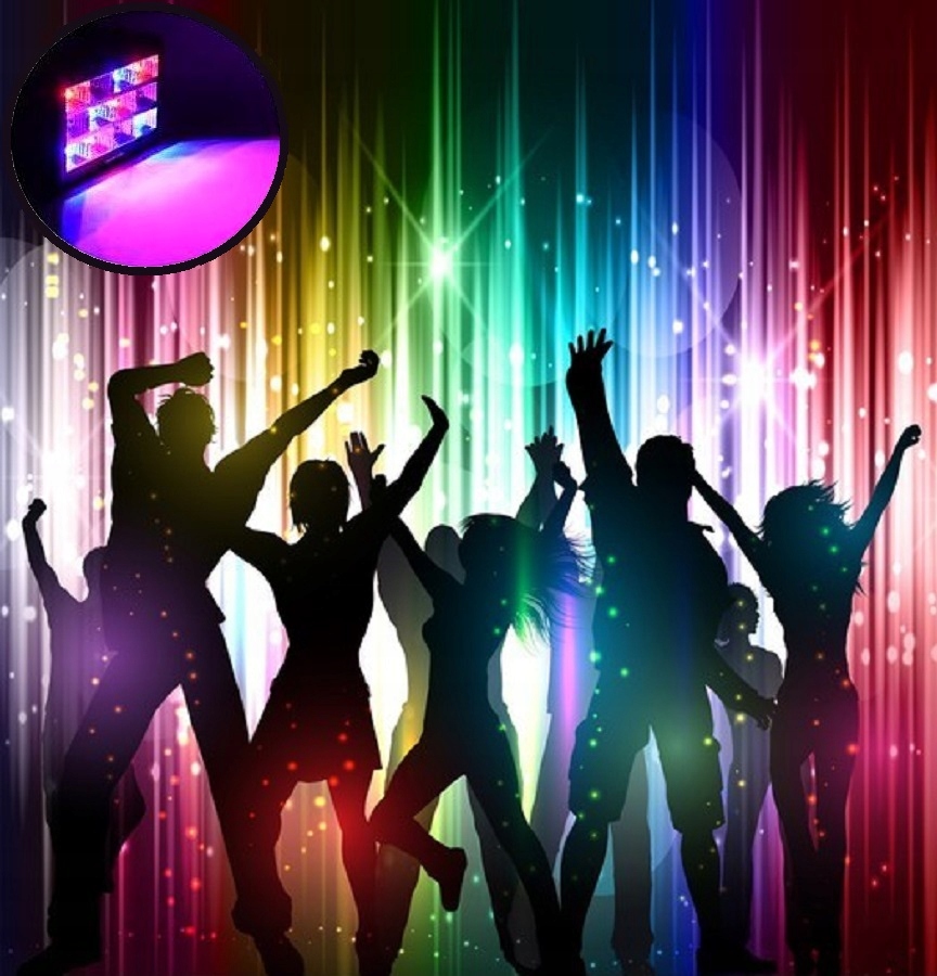 KOLOROFON STROBOSKOP DISCO RGB REFLEKTOR DYSKOTEKOWY 12LED CZUJNIK DŹWIĘKU Napięcie 230 V